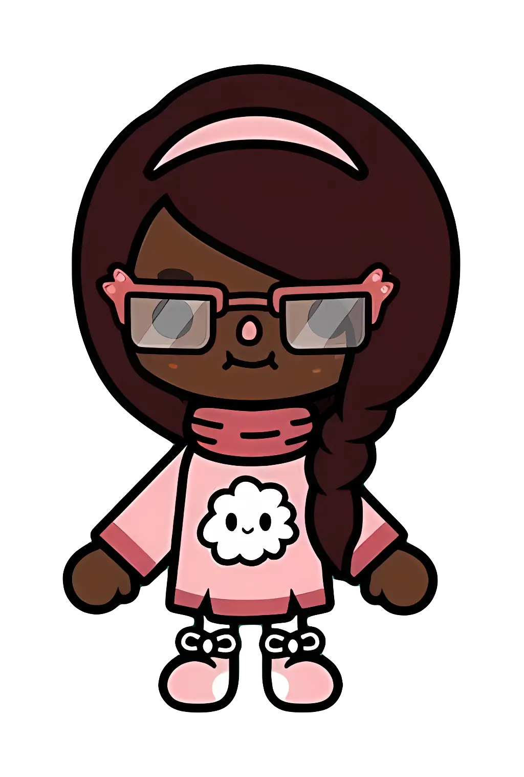 Cute Cartoon Girl with Glasses