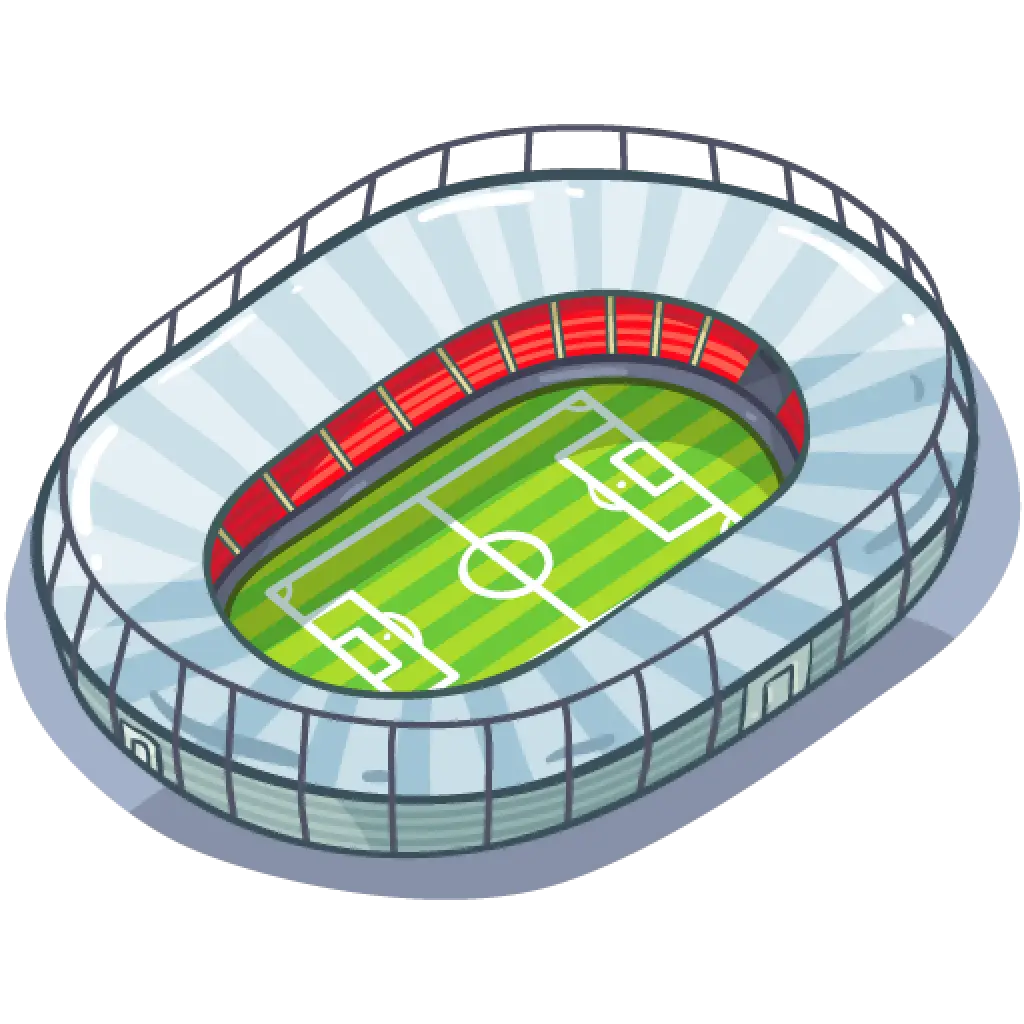 Modern Football Stadium with Red Seats