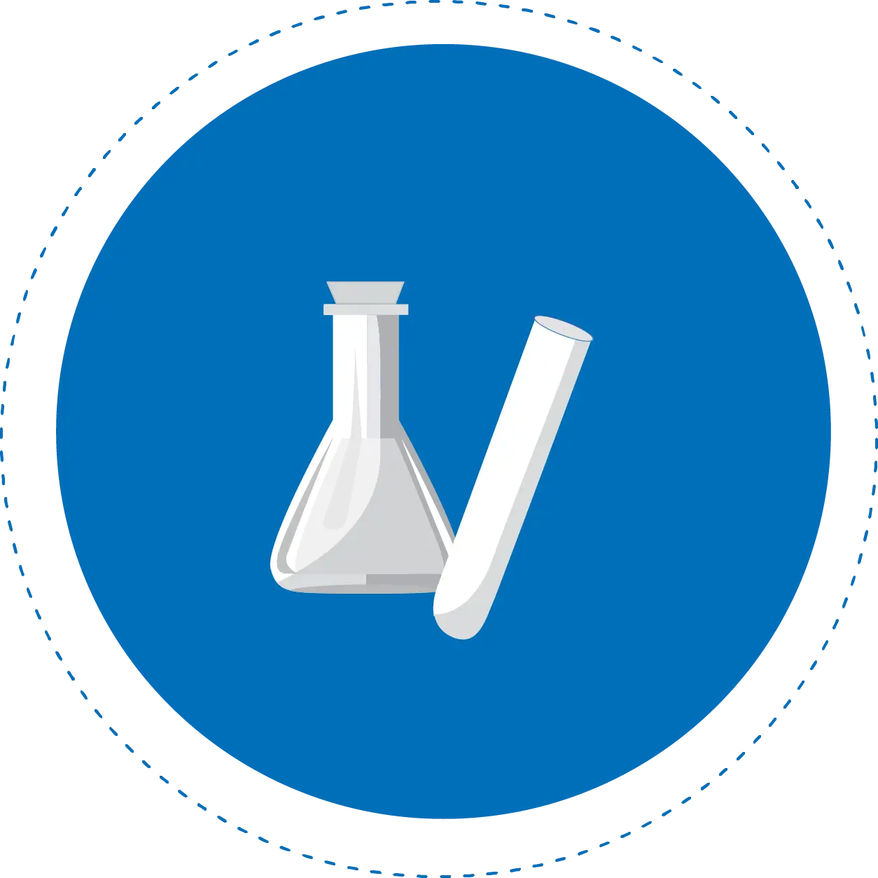 Flask and Test Tube in Blue Circle