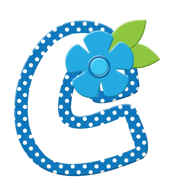 Blue Polka Dot Letter C with Flower