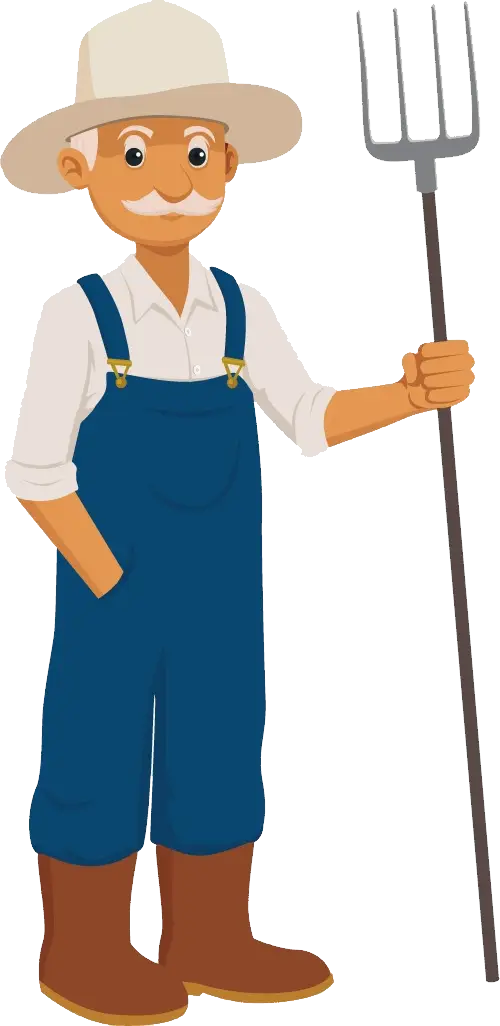 Cartoon Farmer with Pitchfork