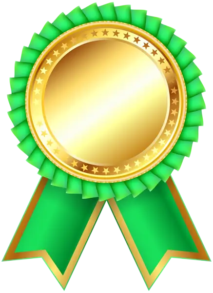 Green and Gold Rosette Award Badge