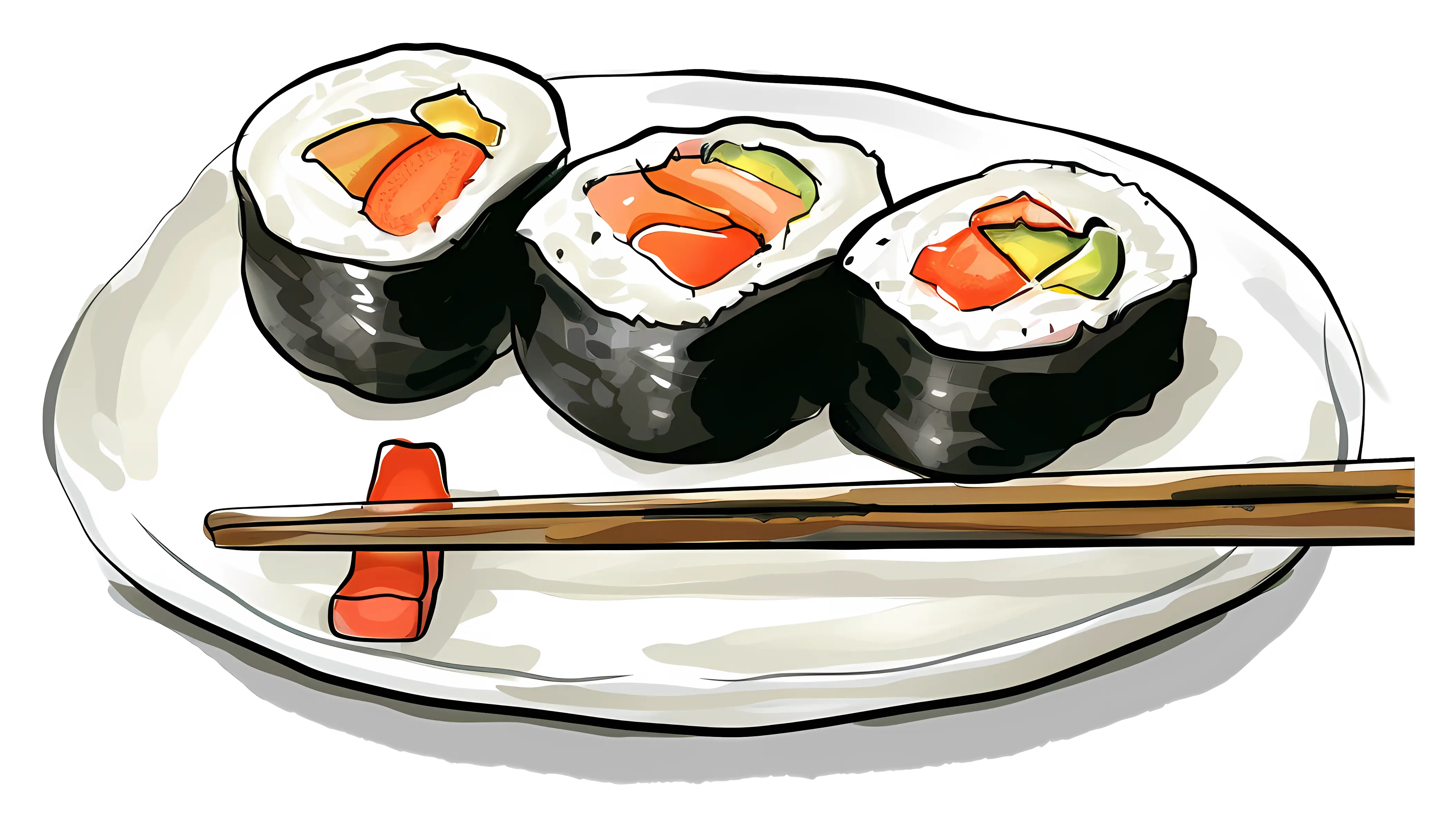 Delicious Sushi Roll with Chopsticks