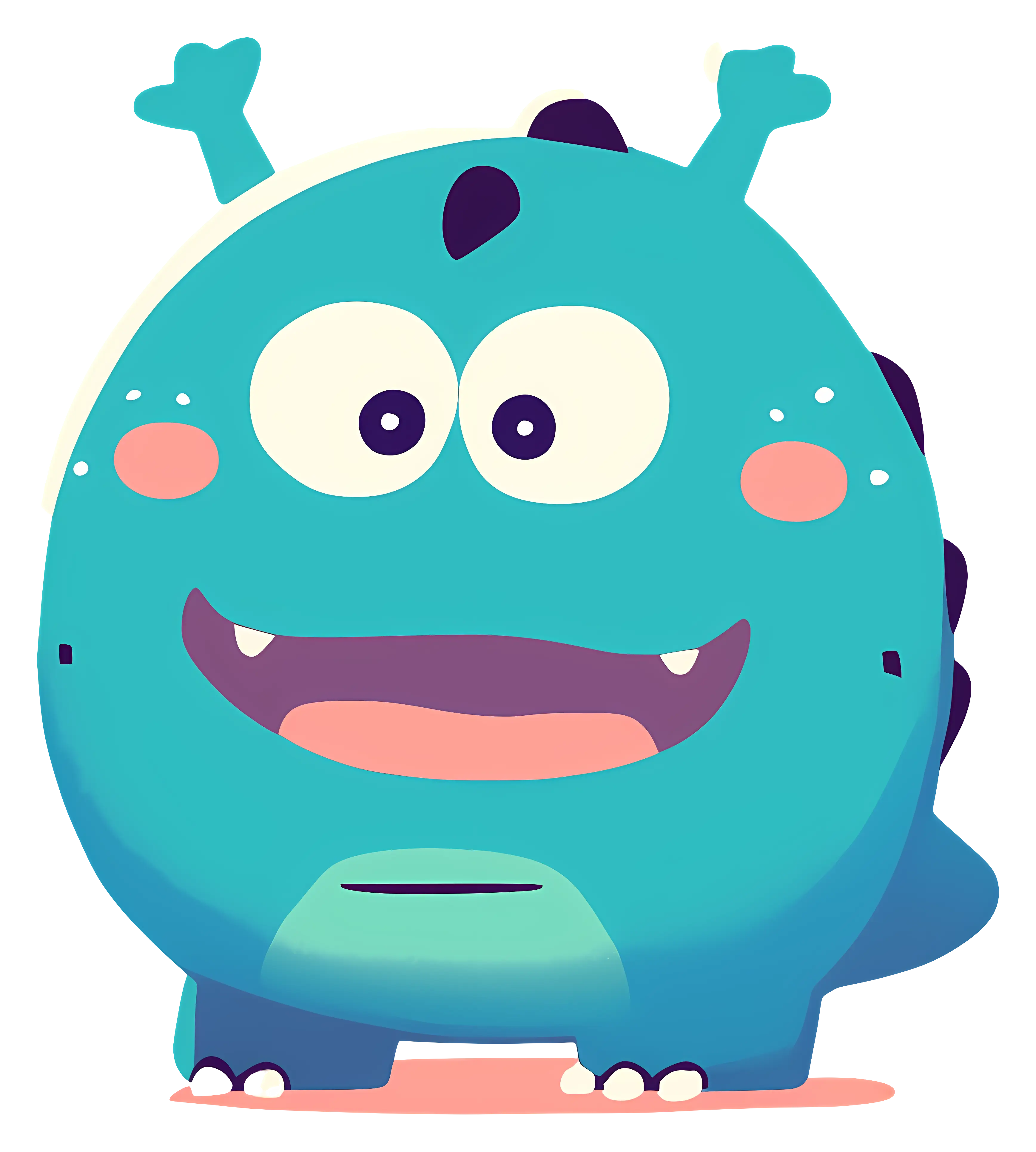 Cute Teal Cartoon Monster Illustration