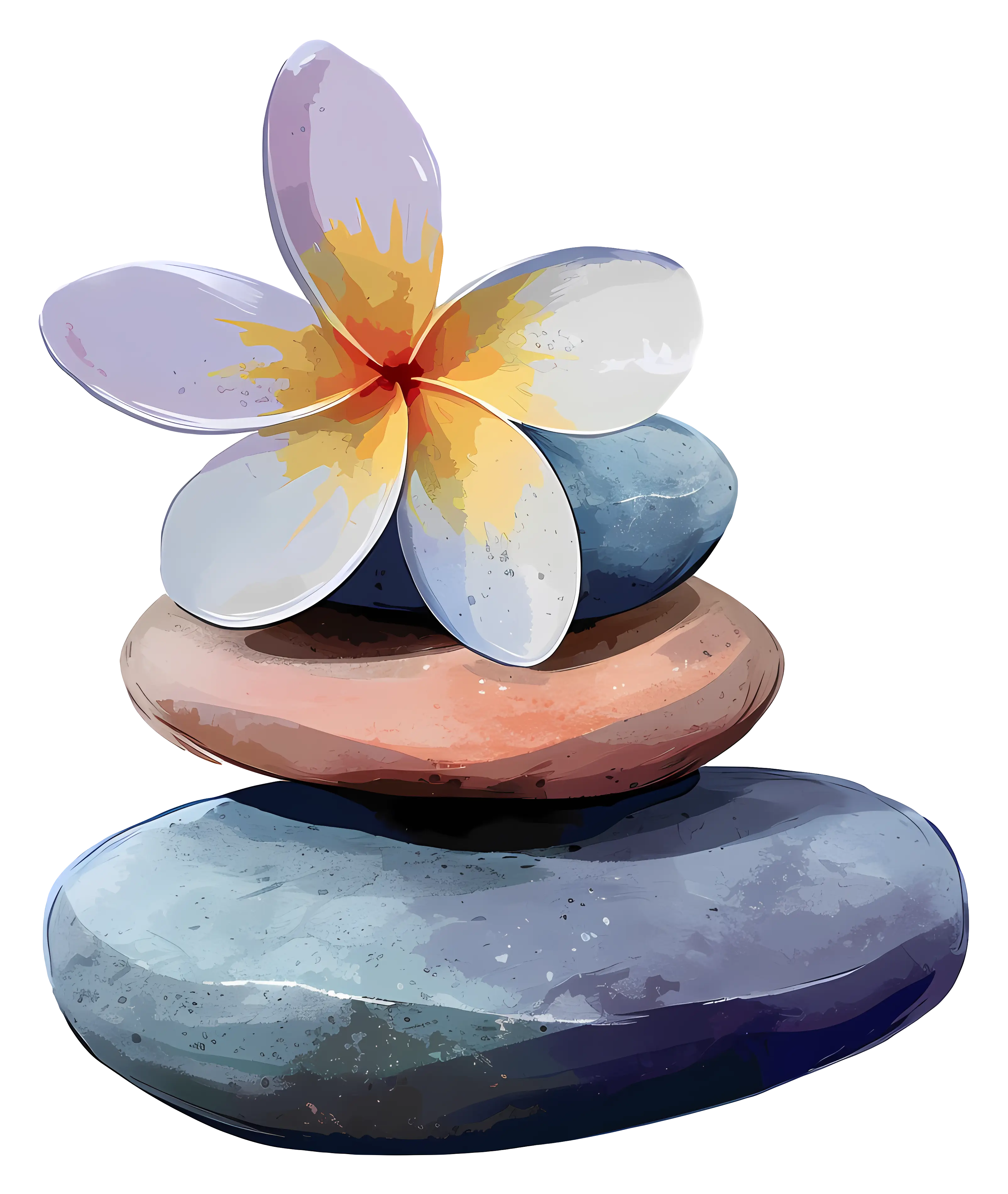 Tropical Flower on Stacked Stones for Spa Decor