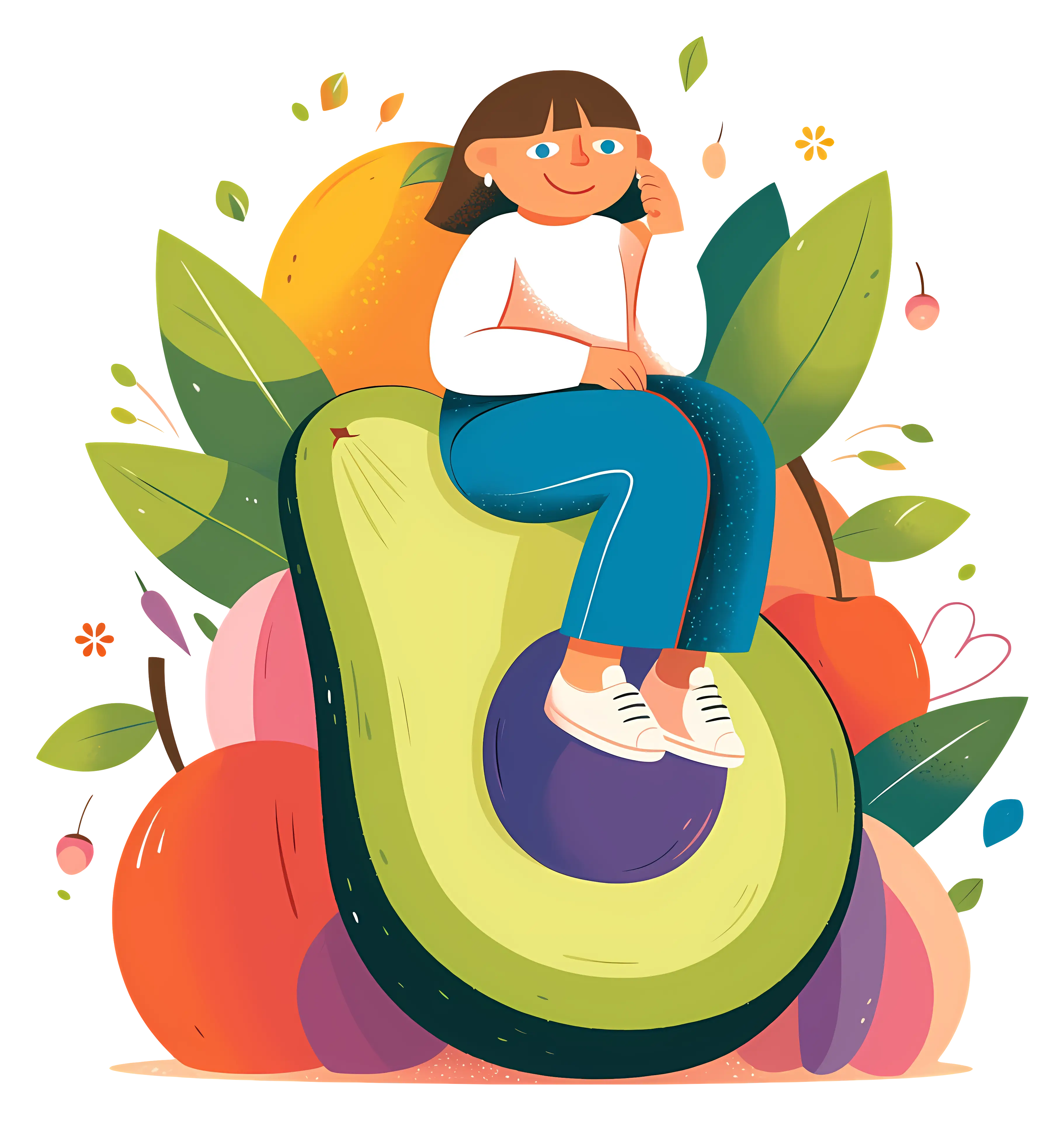 Girl Sitting on Avocado