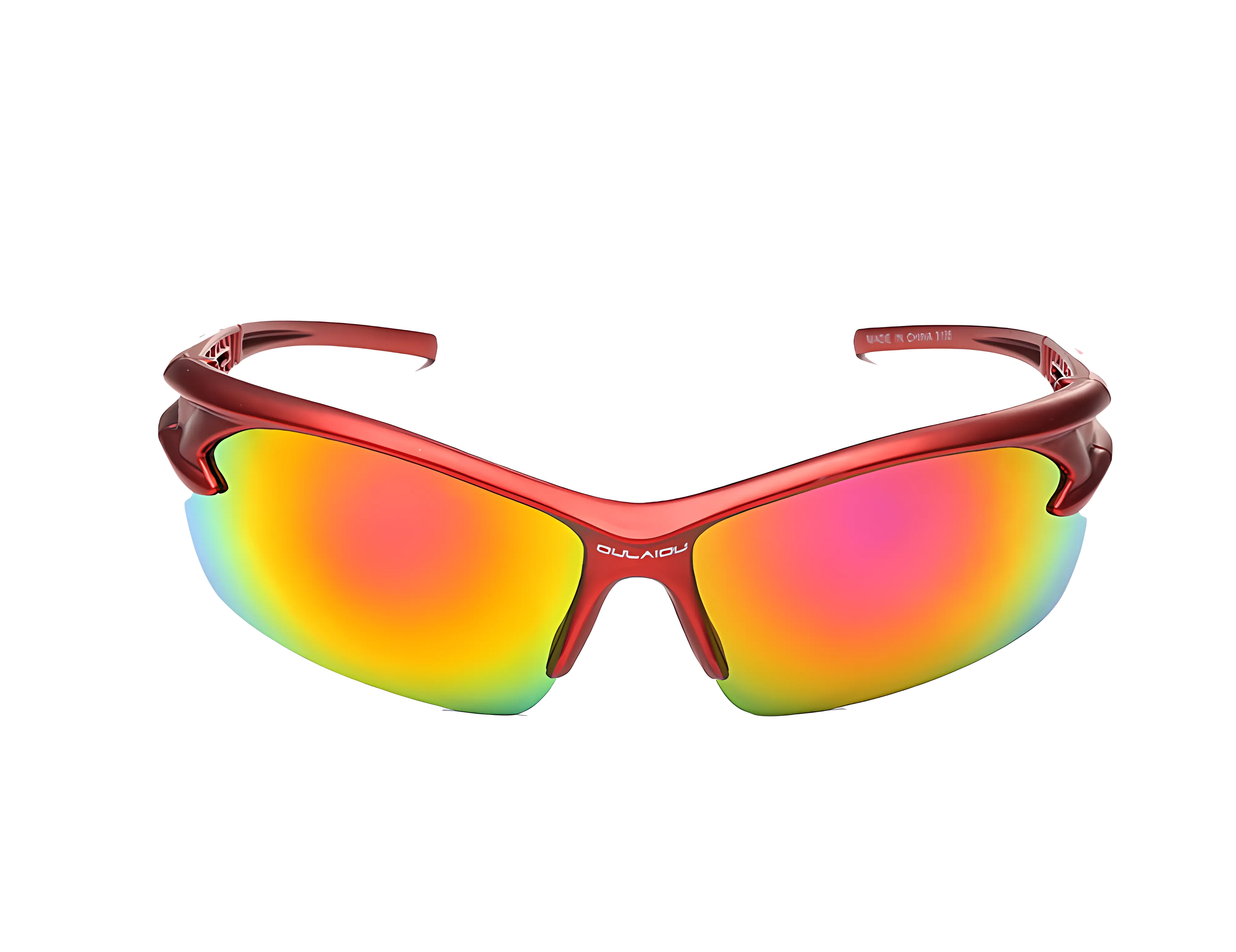Red Sports Sunglasses with Rainbow Lenses