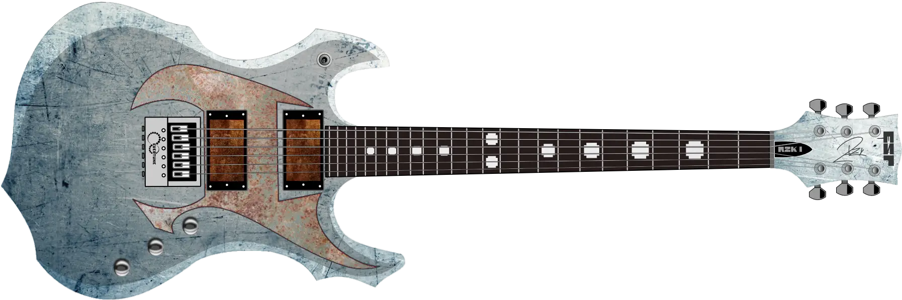 Silver and Brown Electric Guitar Design