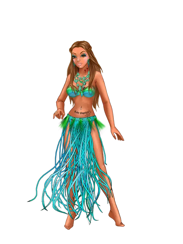 Animated woman in colorful costume