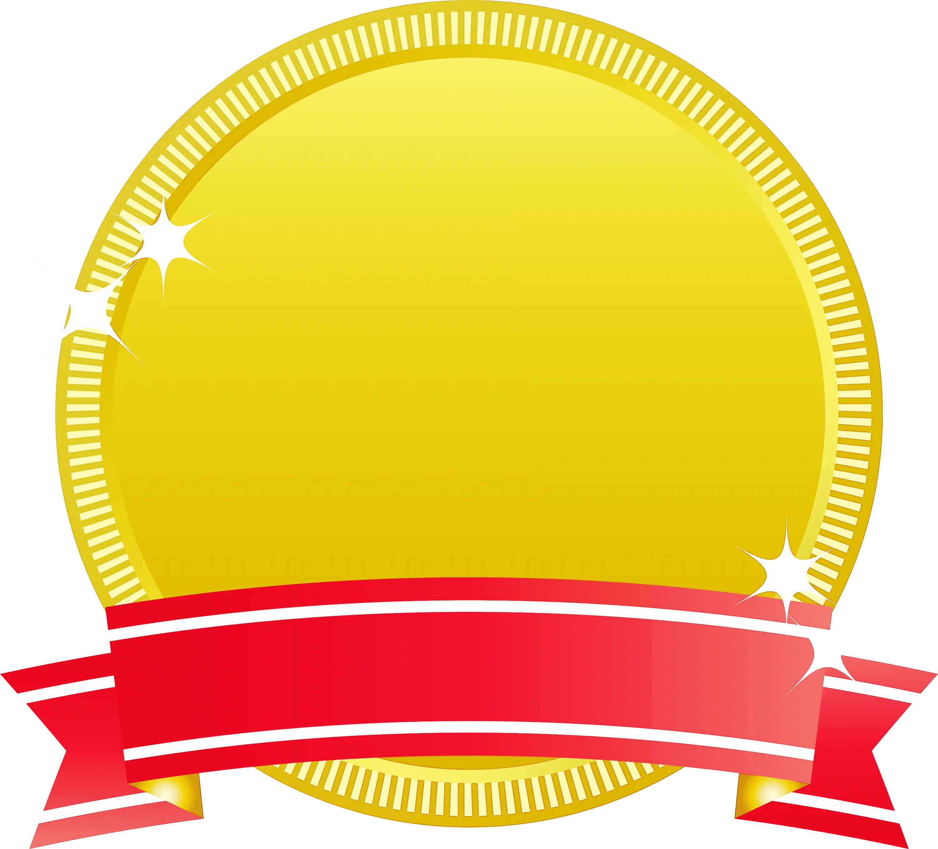 Golden Badge with Shiny Red Ribbon