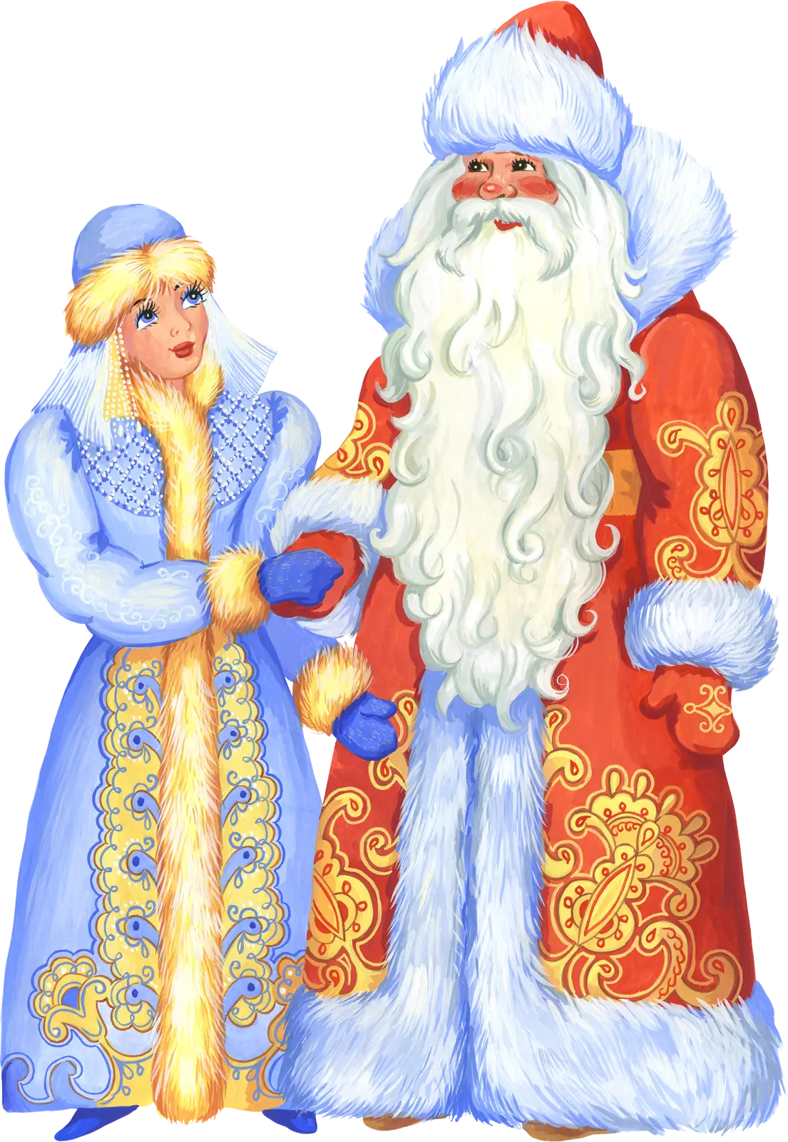 Santa and Snow Maiden in Festive Illustration