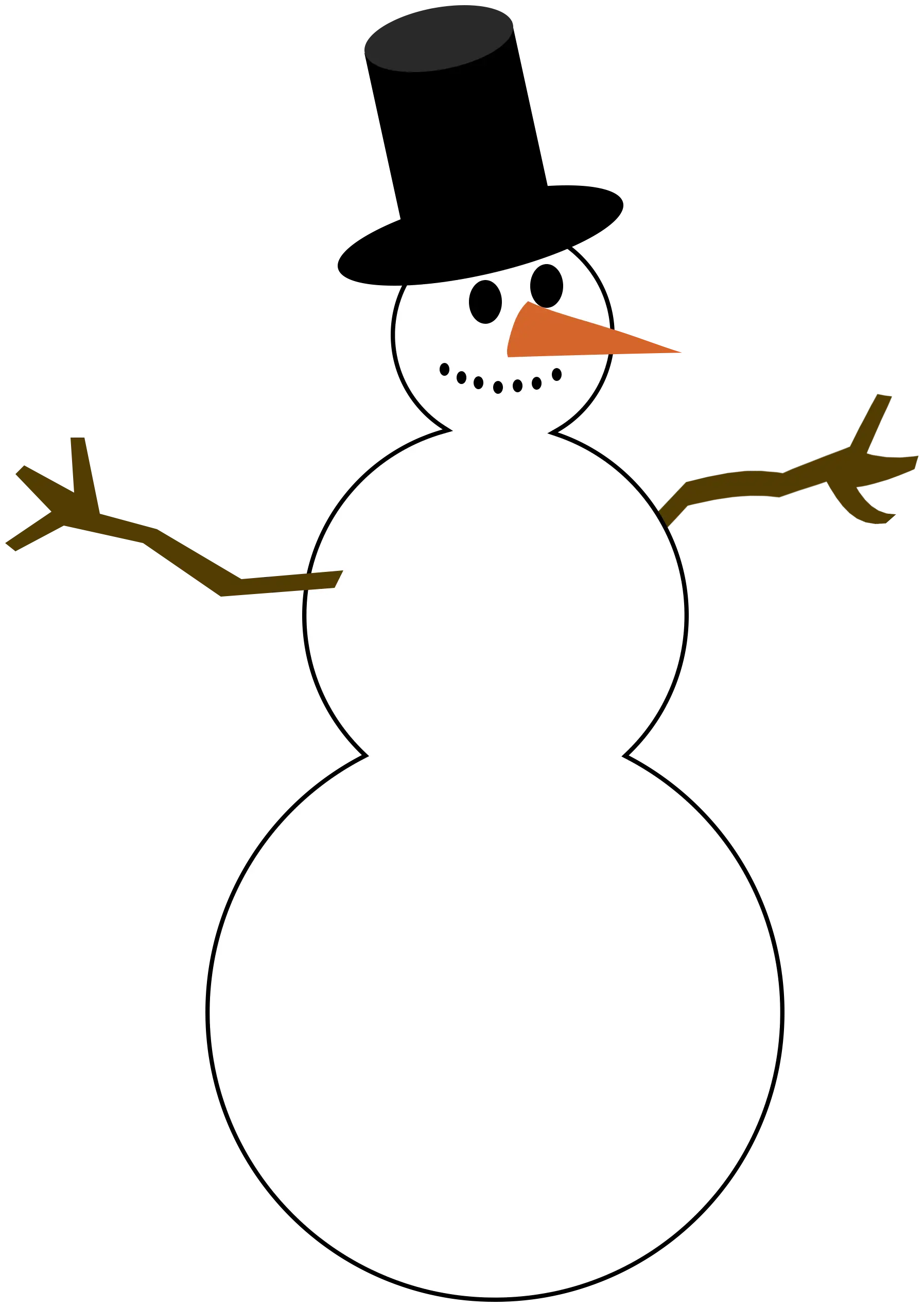 Snowman Wearing a Black Hat for Winter Holidays