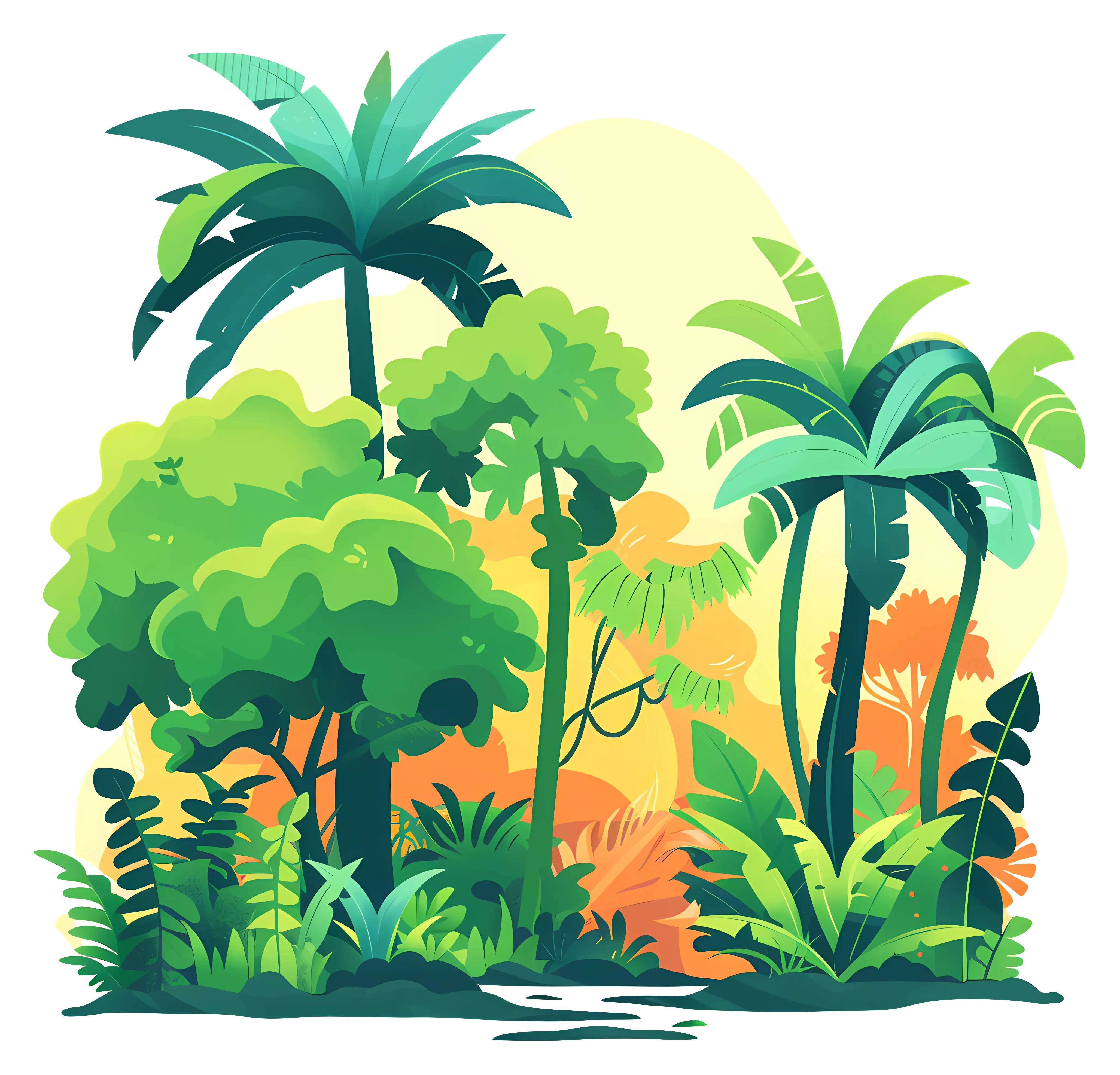 Lush Green Jungle with Tropical Foliage