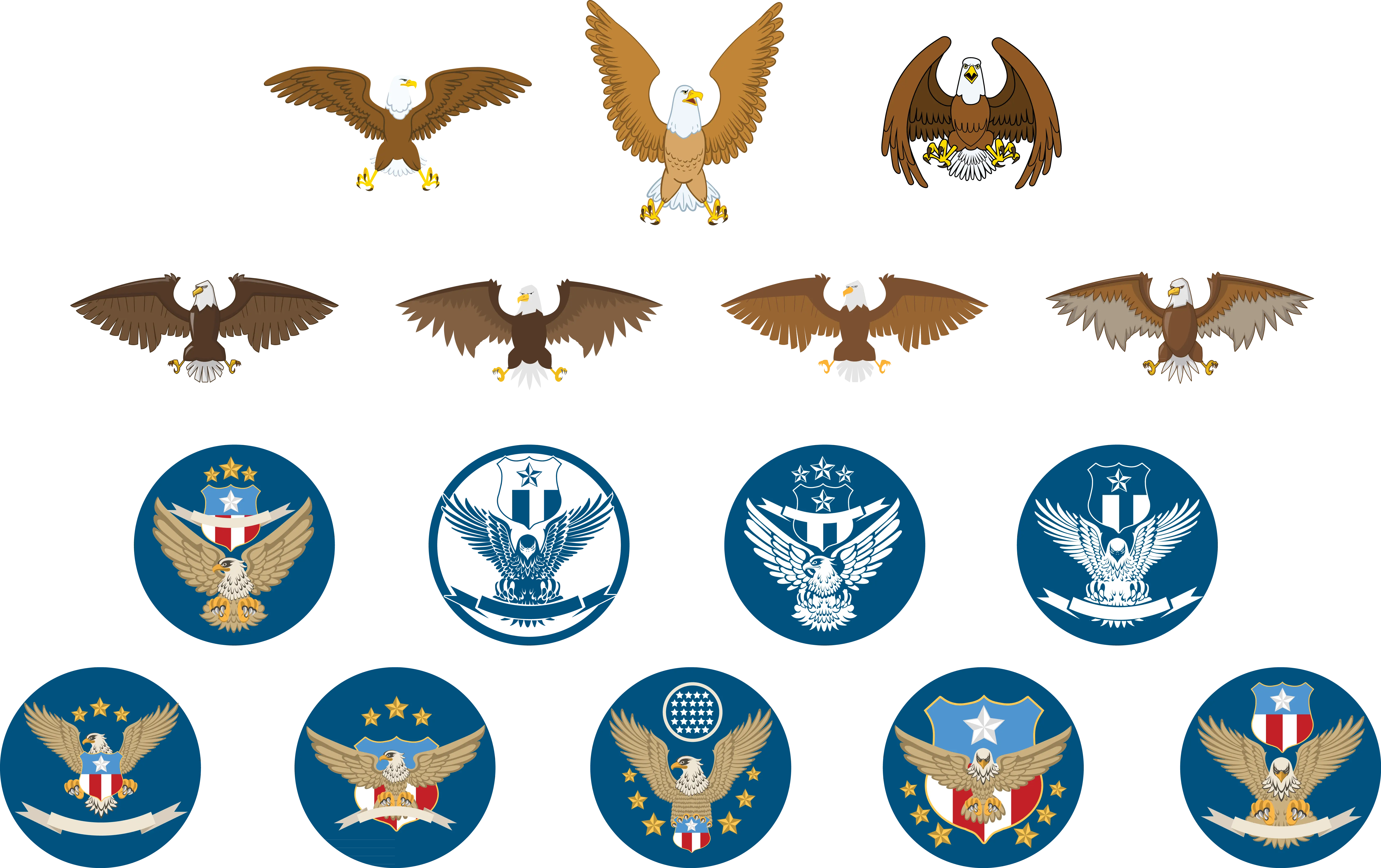 Collection of Eagle Emblems and Badges