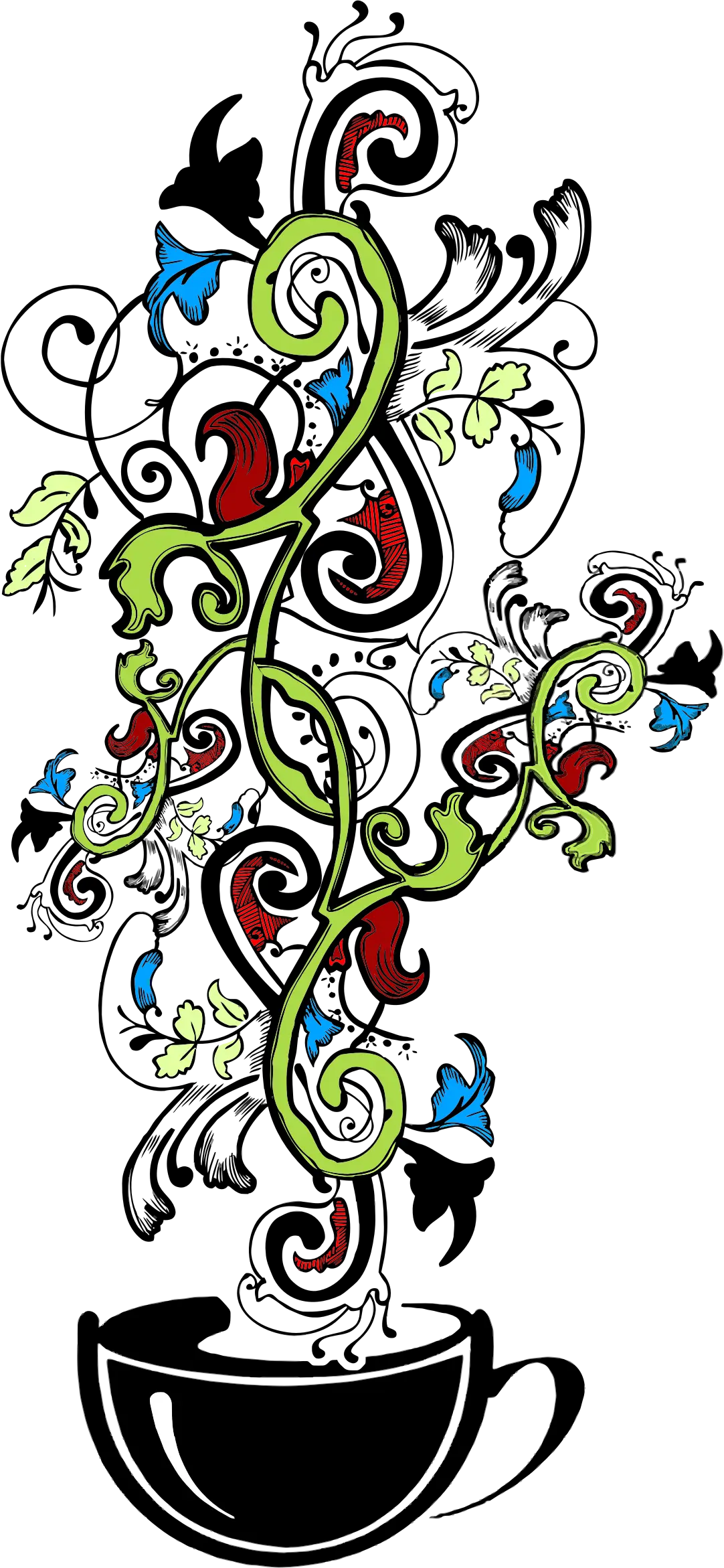 Abstract Coffee Art with Floral Steam