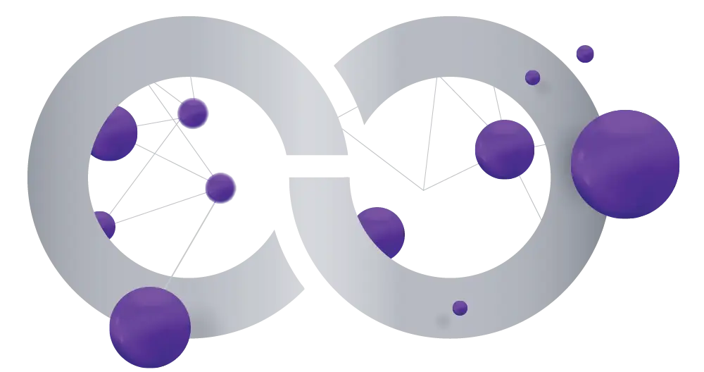 Modern Abstract Circles with Purple Spheres