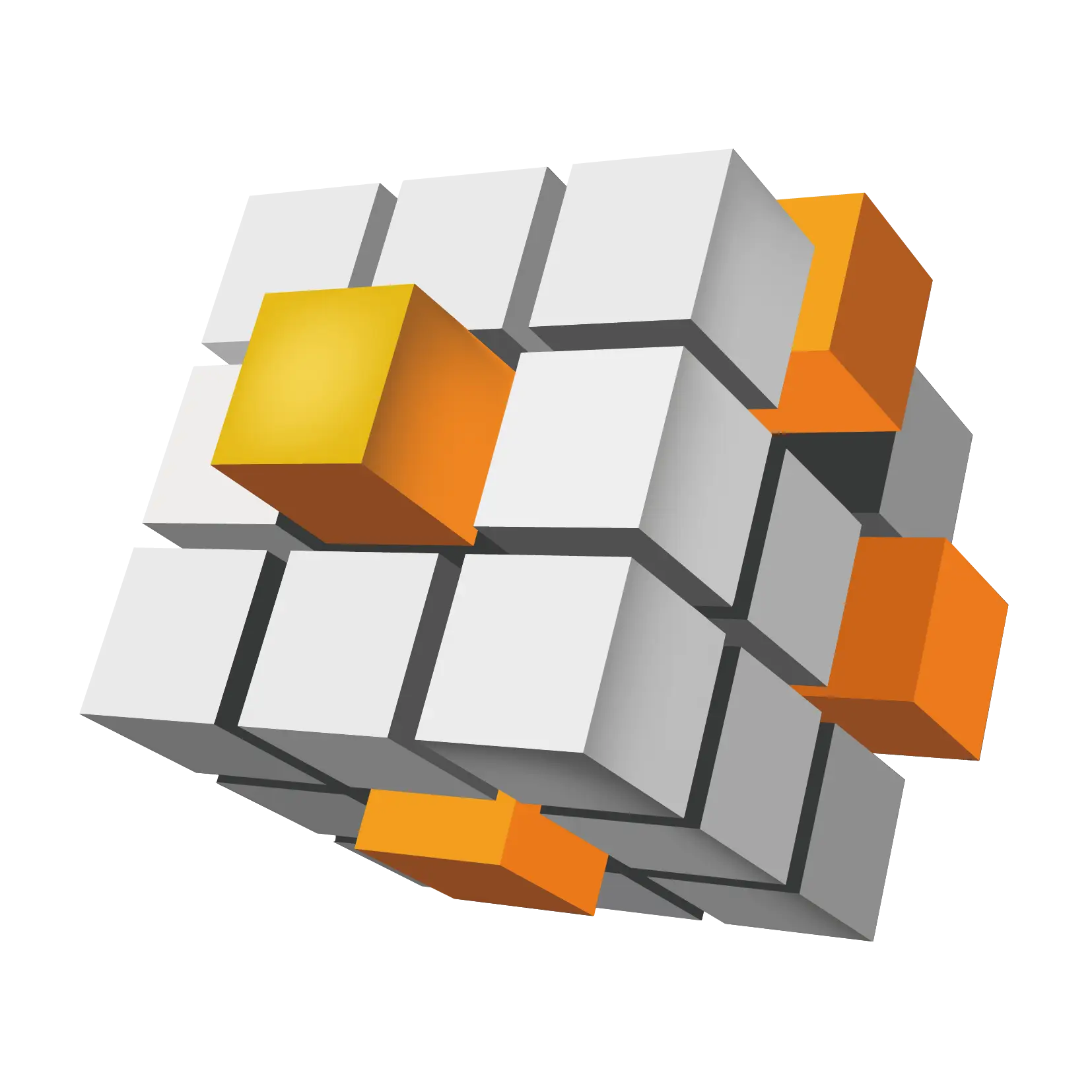 3D Cube Illustration with Orange Blocks