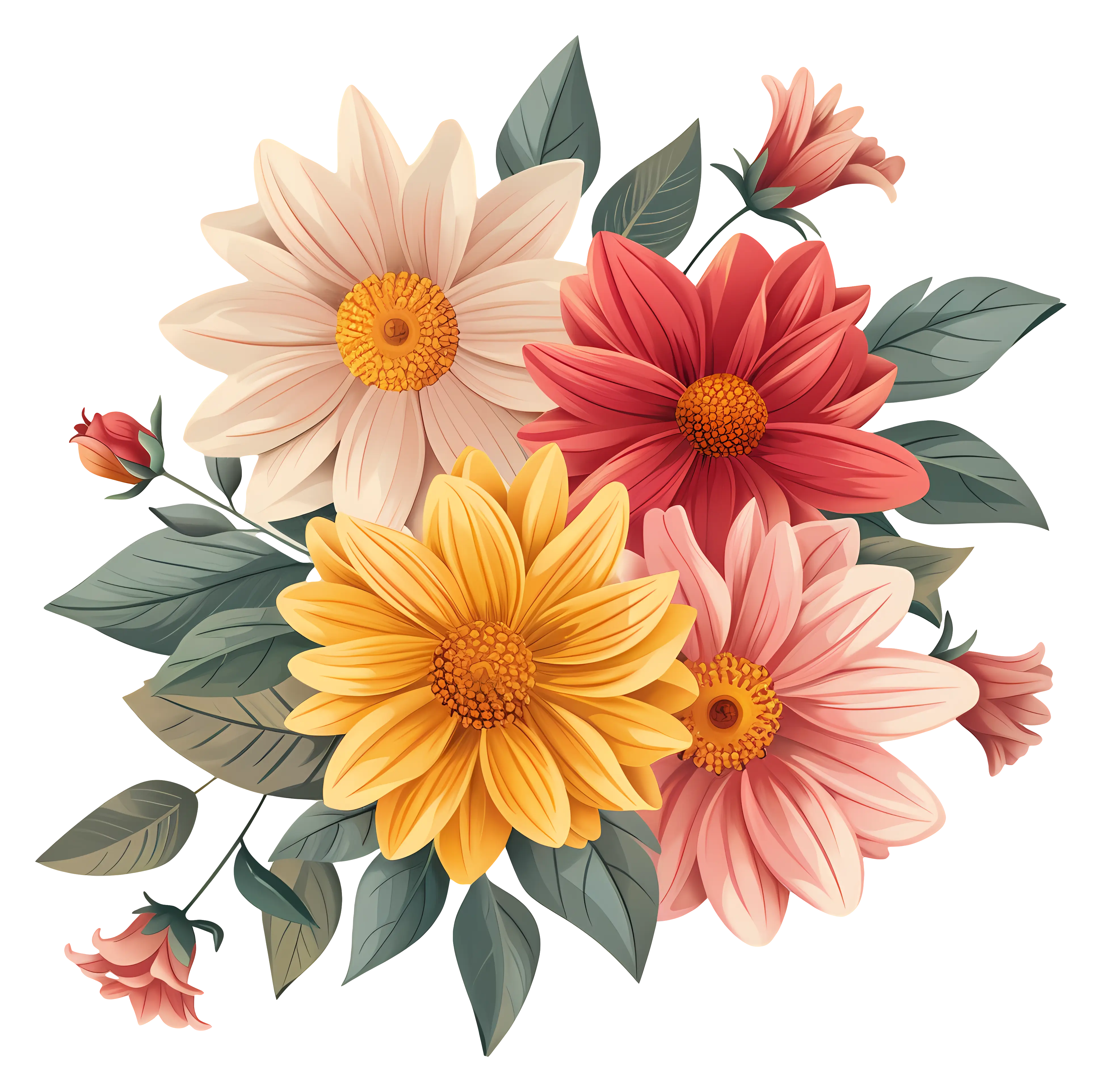 Colorful Floral Bouquet Illustration