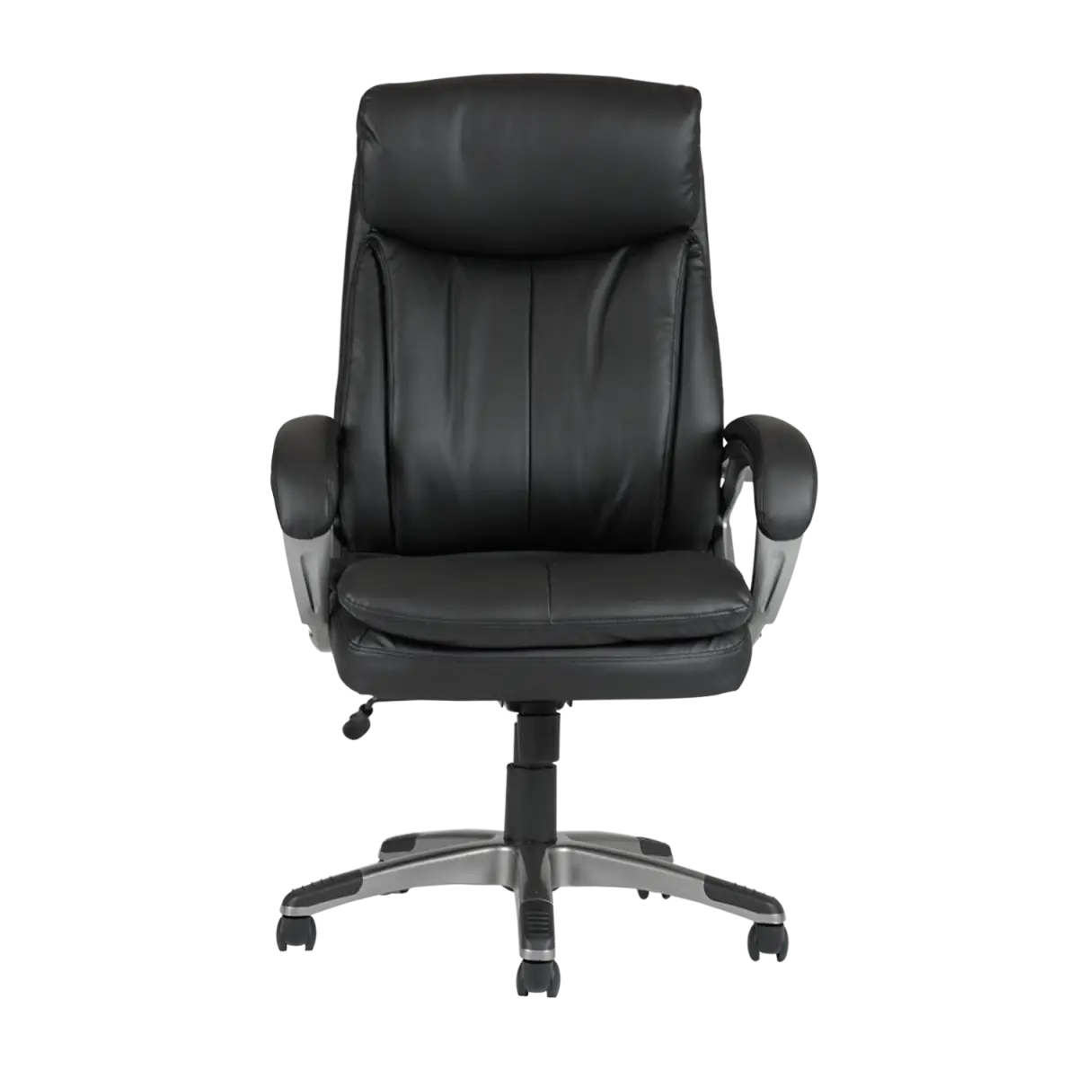 Black Leather Office Chair with Armrests