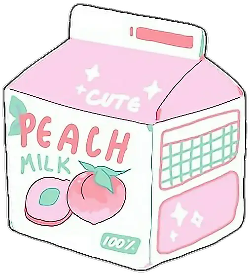 Cute Pink Peach Milk Carton Illustration