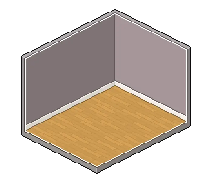 Empty Isometric Room with Wooden Floor