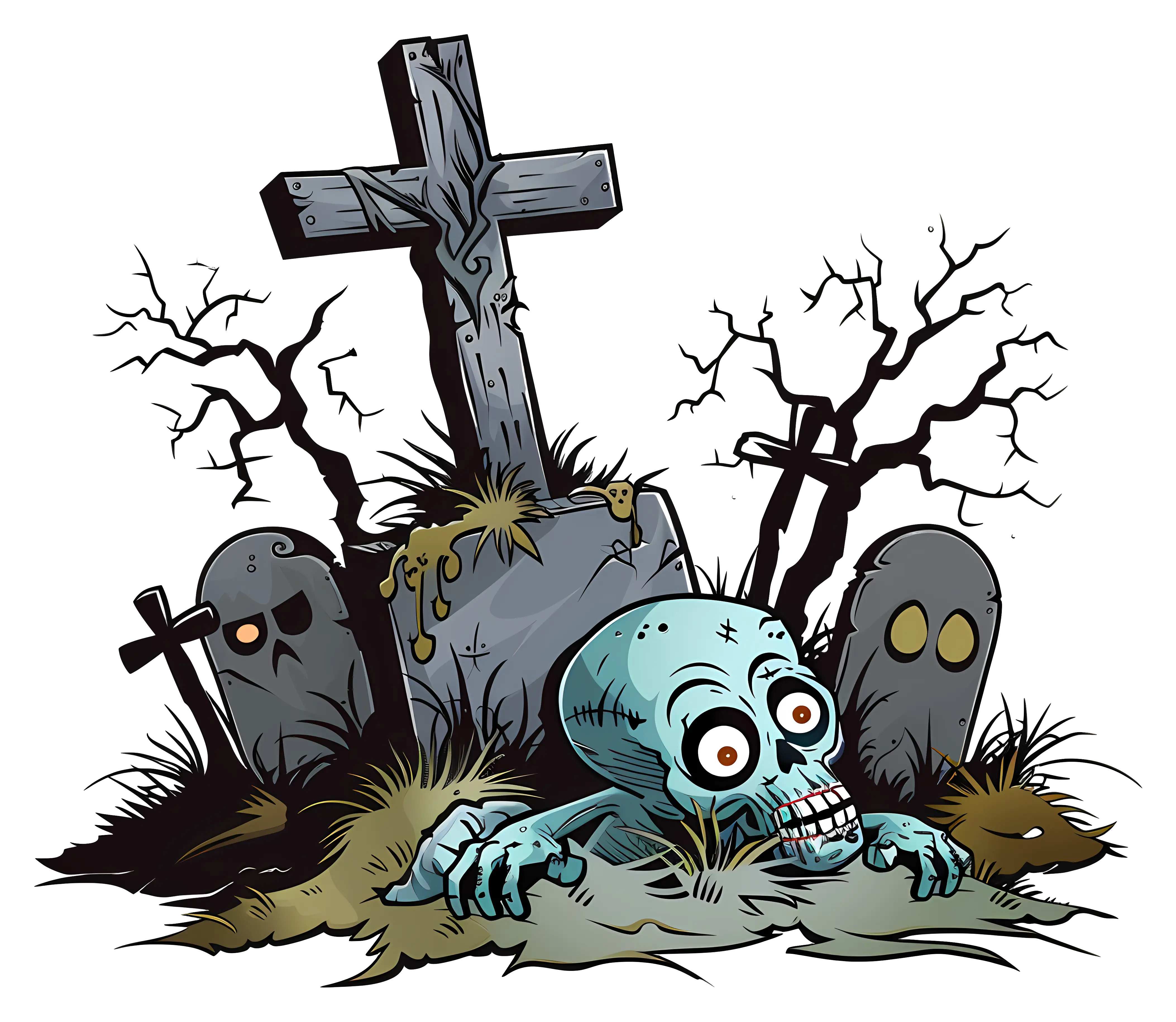 Zombie Crawling in a Graveyard for Halloween