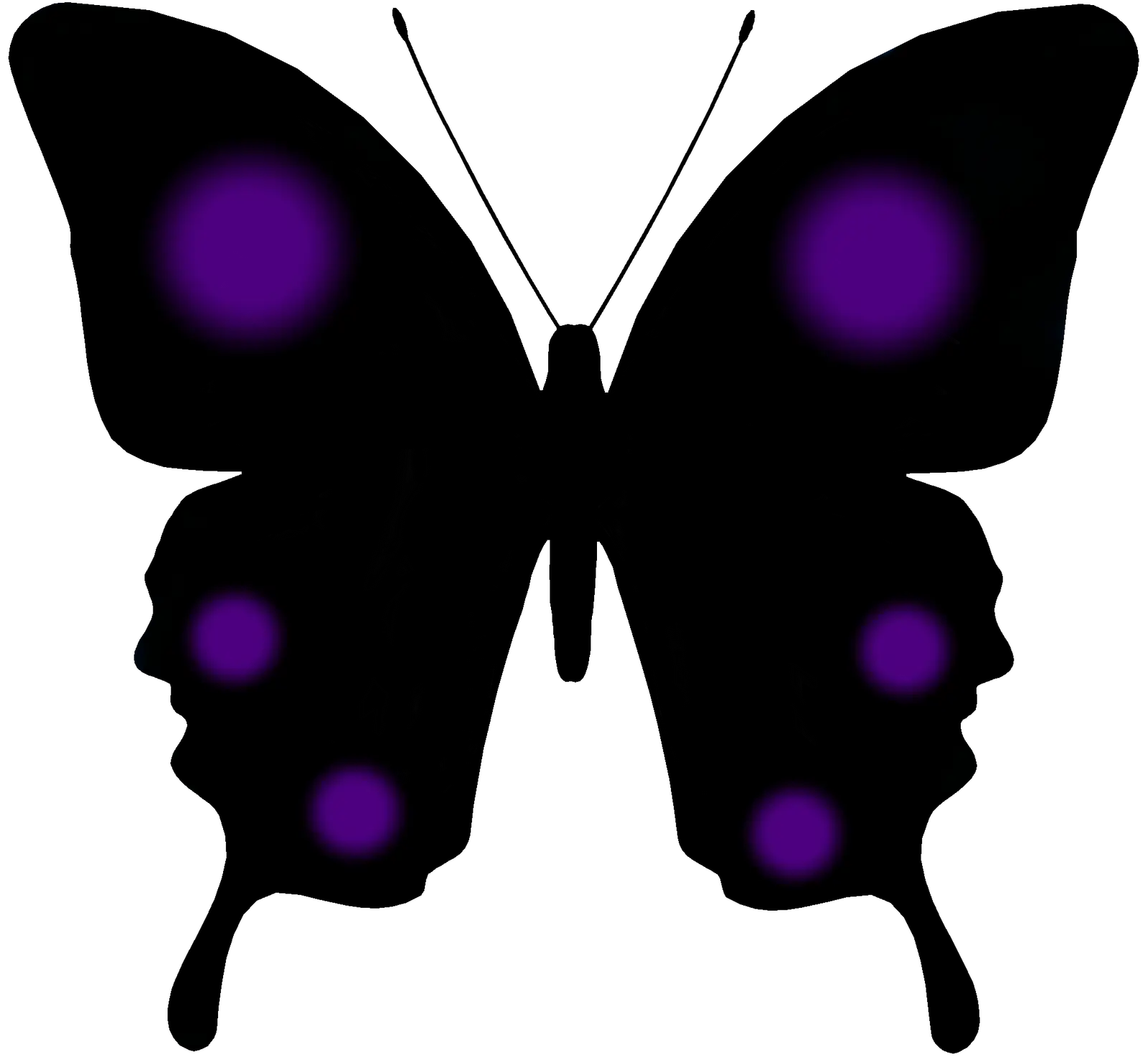 Black Butterfly with Purple Spots Illustration