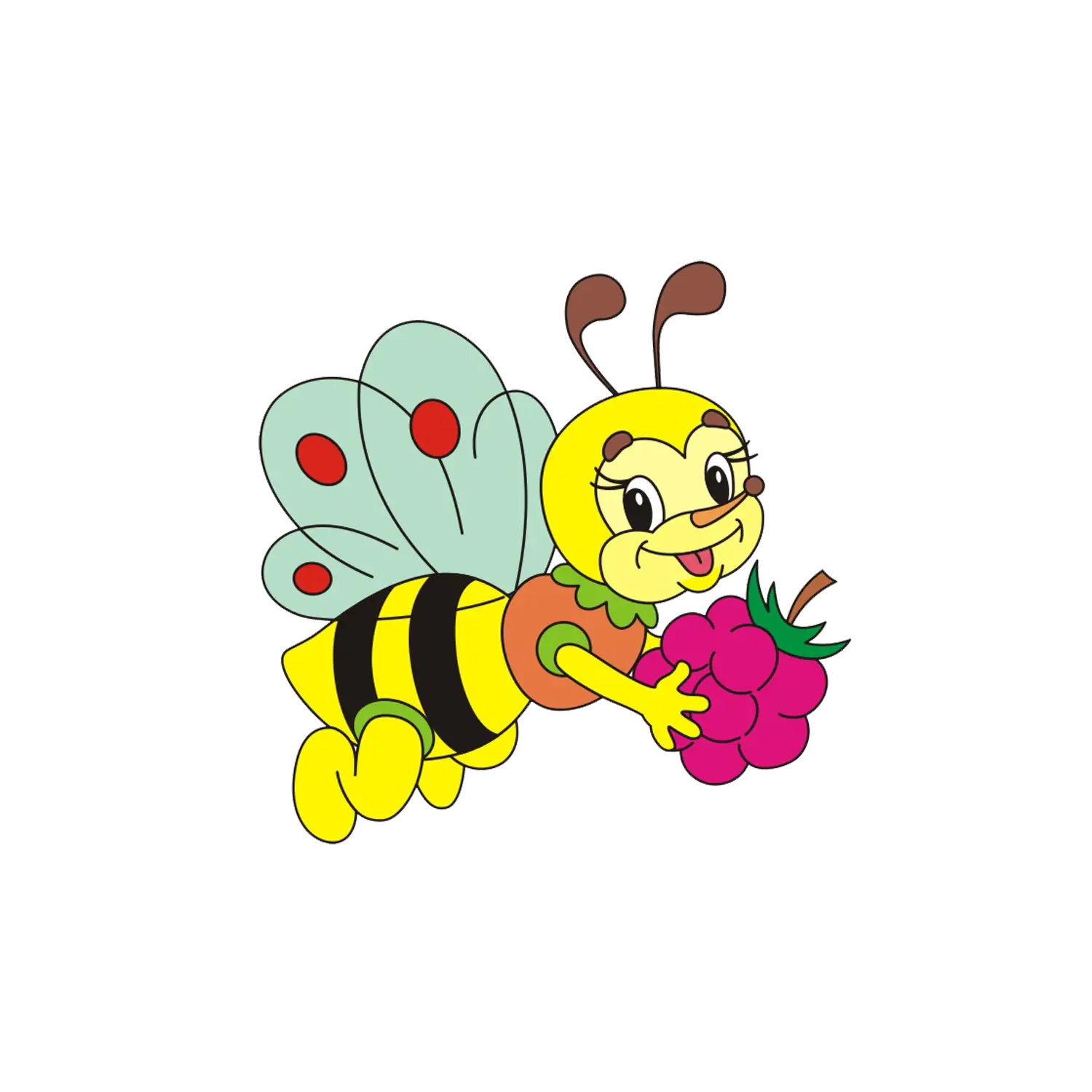 Cartoon Bee Holding Grapes