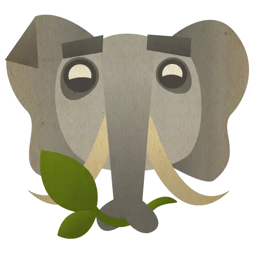 Cartoon Elephant Holding Green Leaf