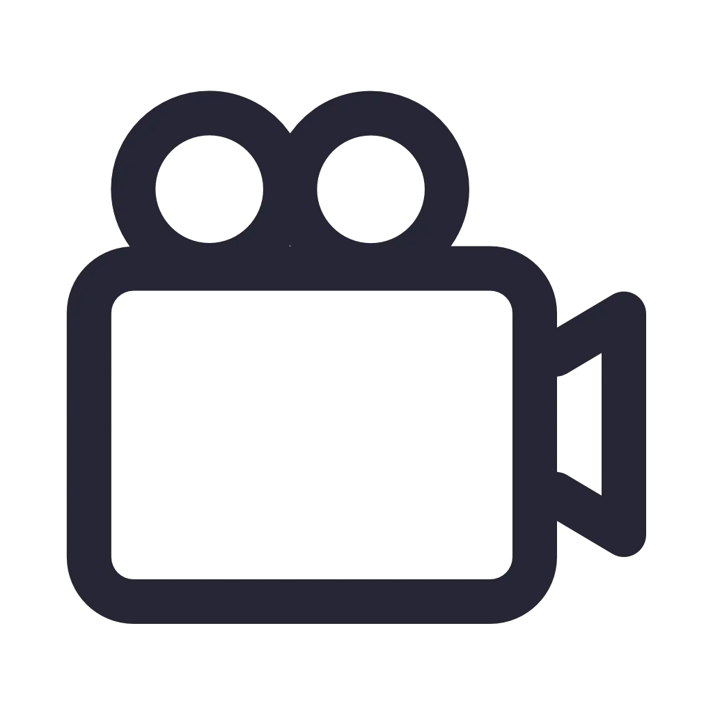 Simple Black Video Camera Icon Symbol