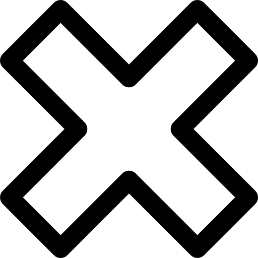 Black Cross Icon for Cancel or Error Symbol