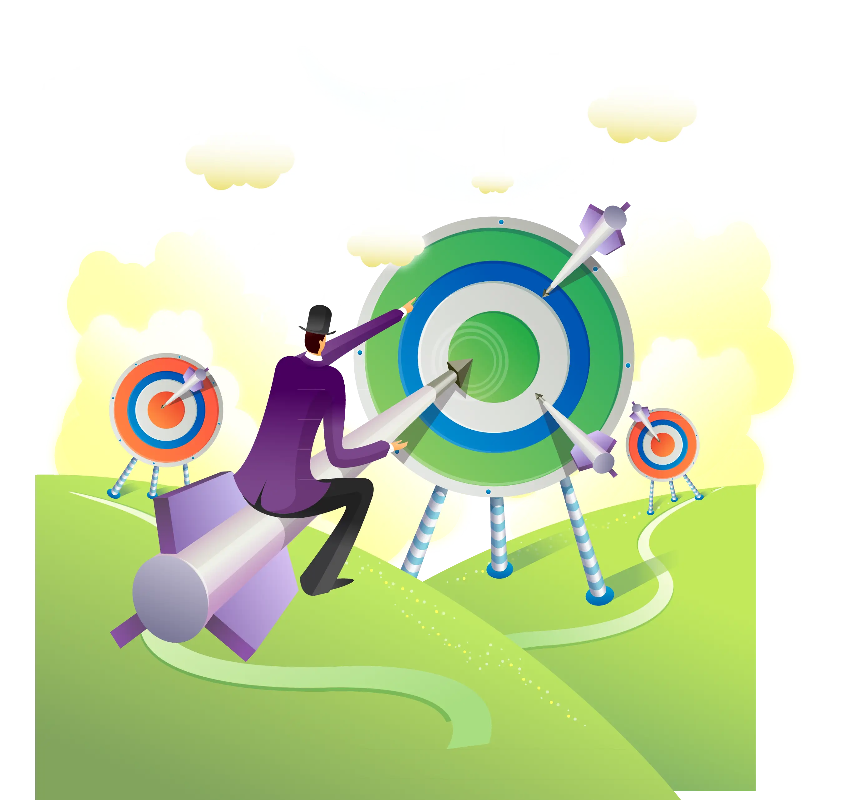Archery Target Illustration with Arrows