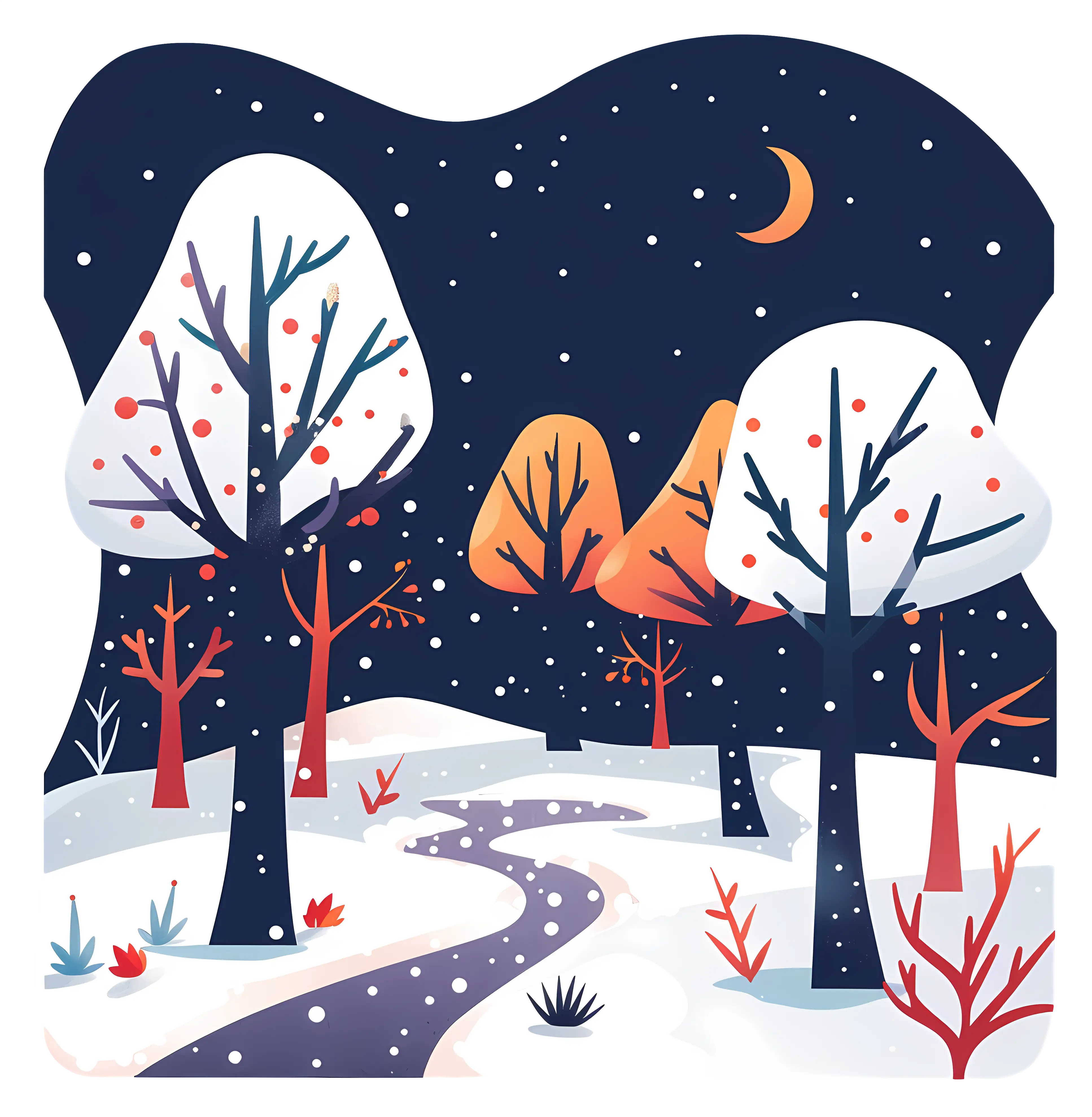 Winter Landscape Illustration with Snow