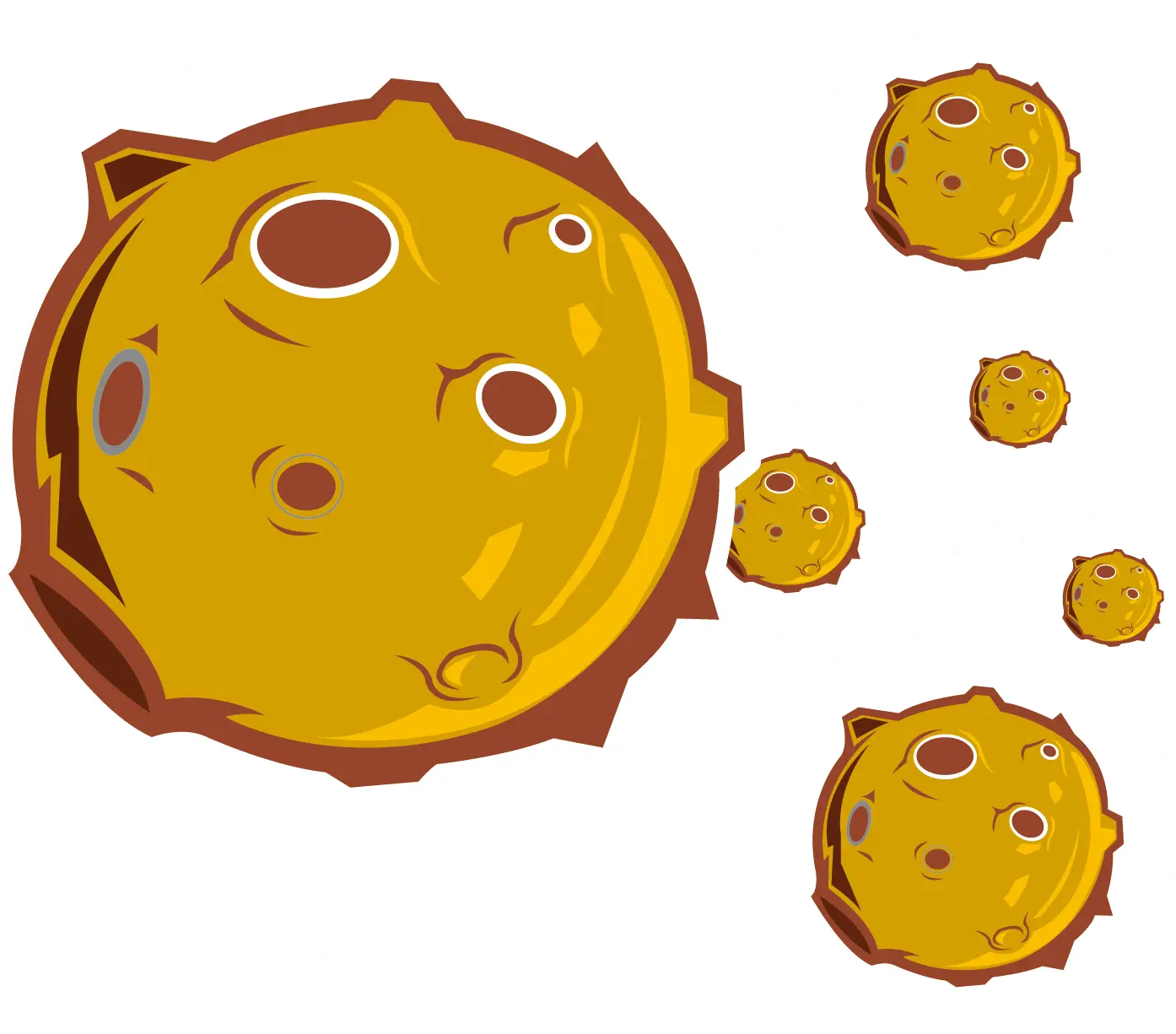 Yellow Asteroids in Space