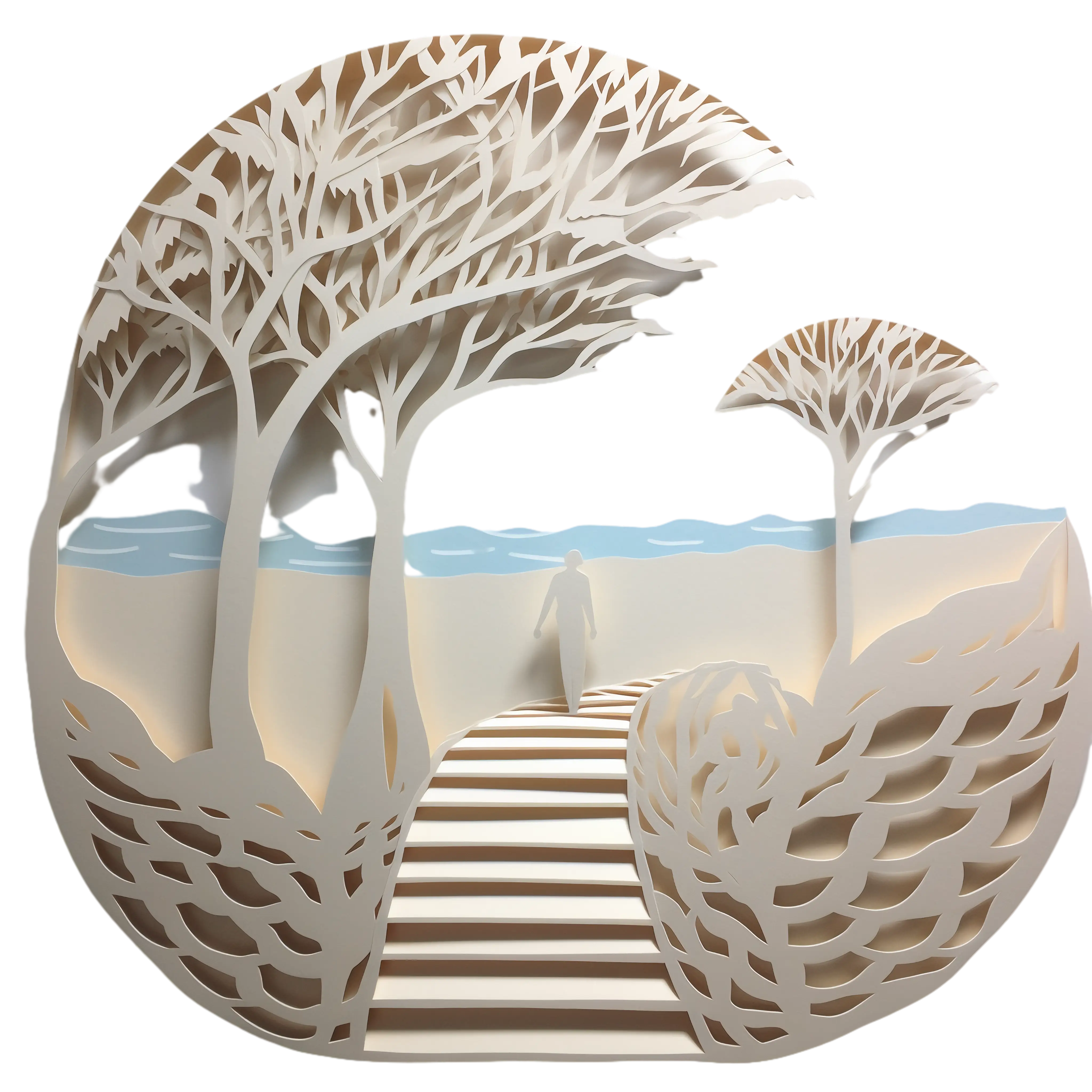 Paper Art Landscape with Trees and Path
