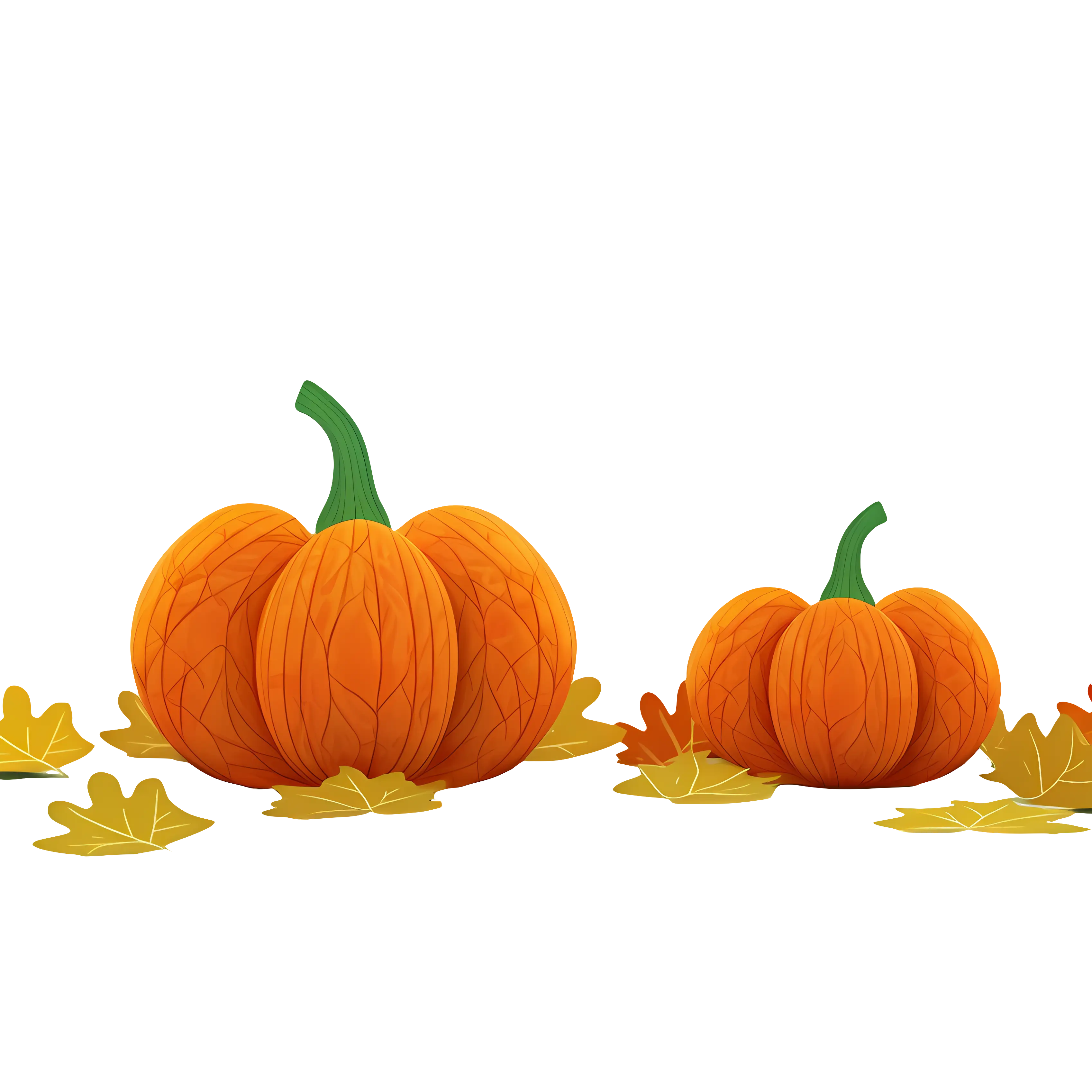Orange Pumpkins with Autumn Leaves