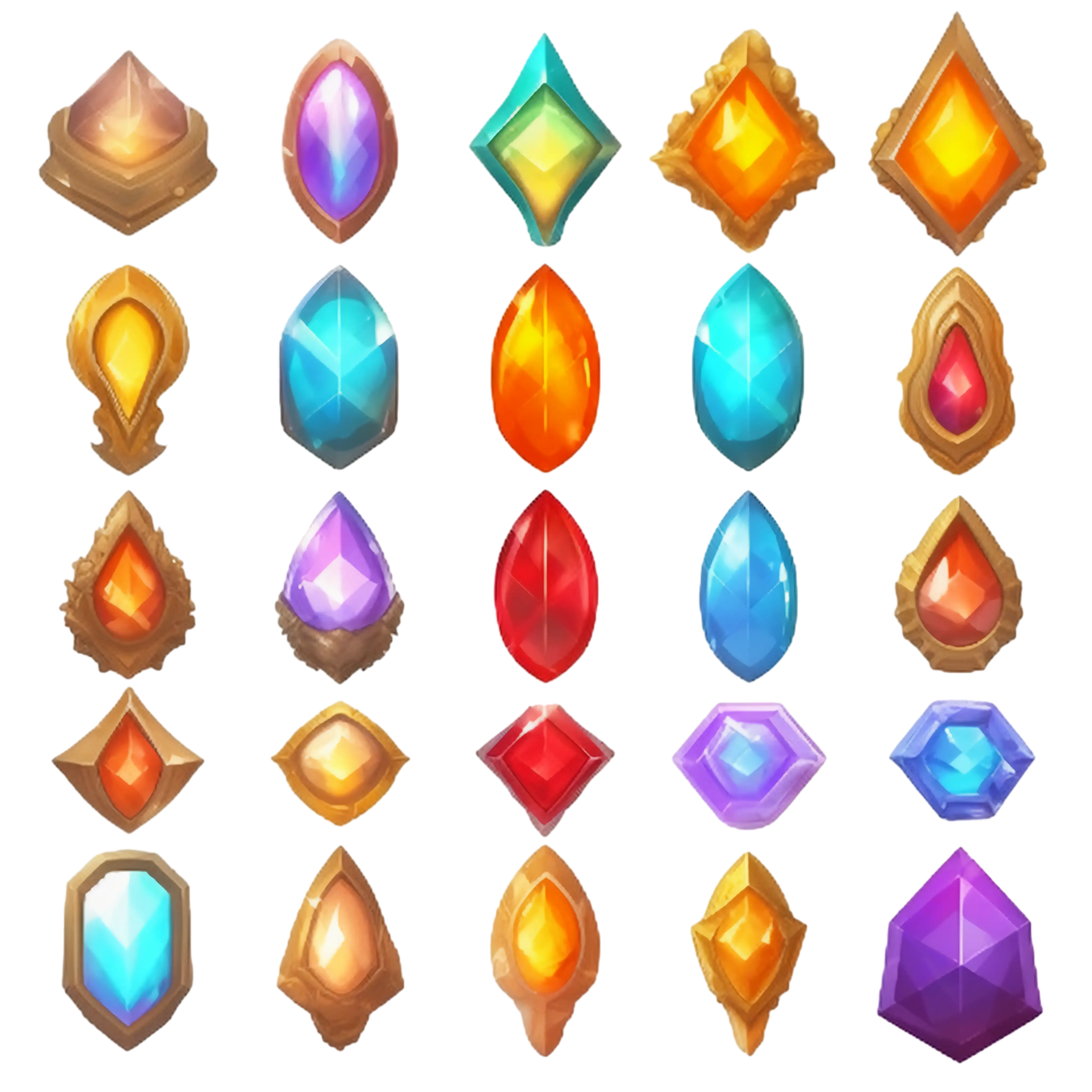 Colorful Magical Crystals and Gems Collection