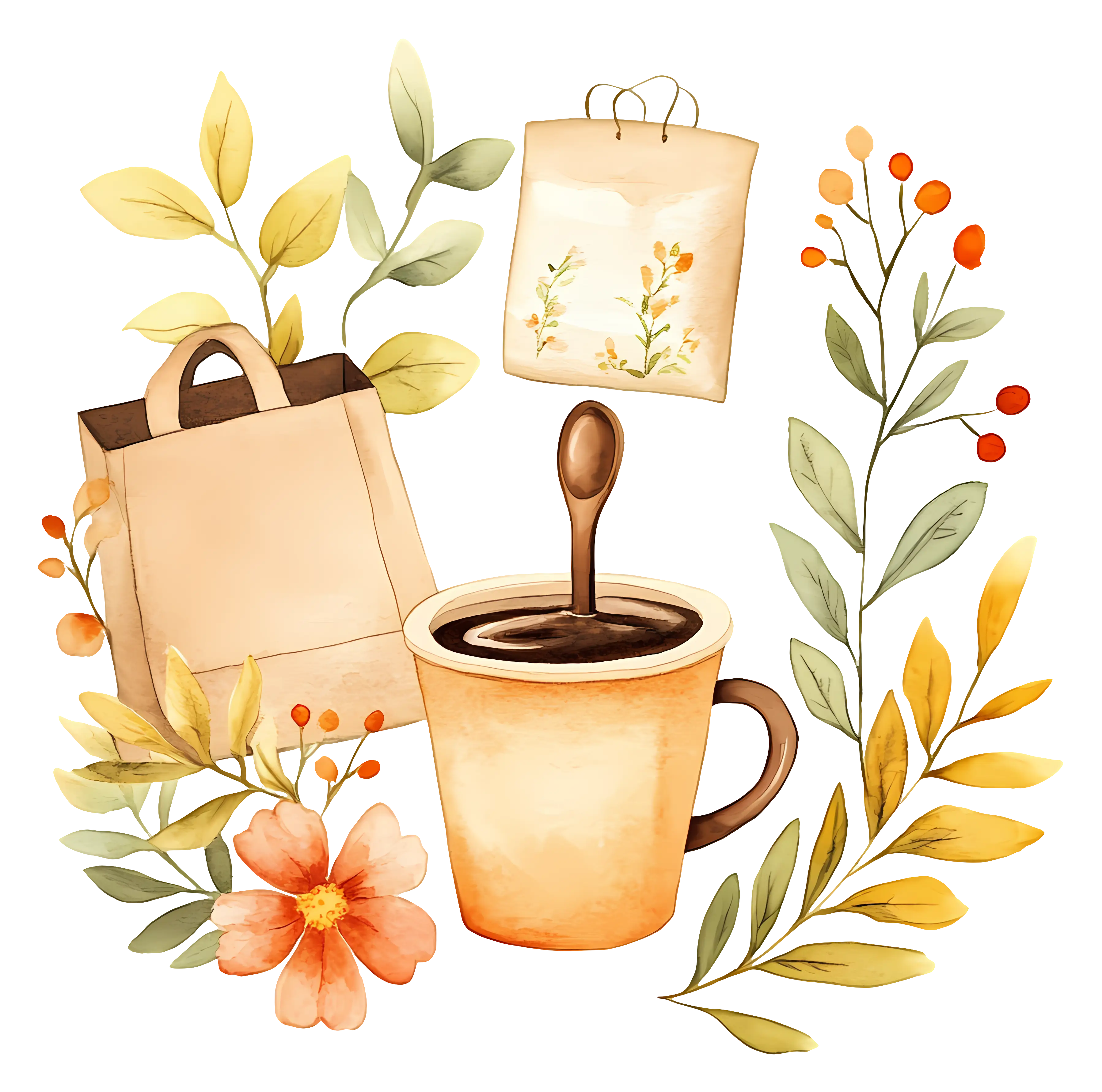 Coffee Cup with Floral Decoration