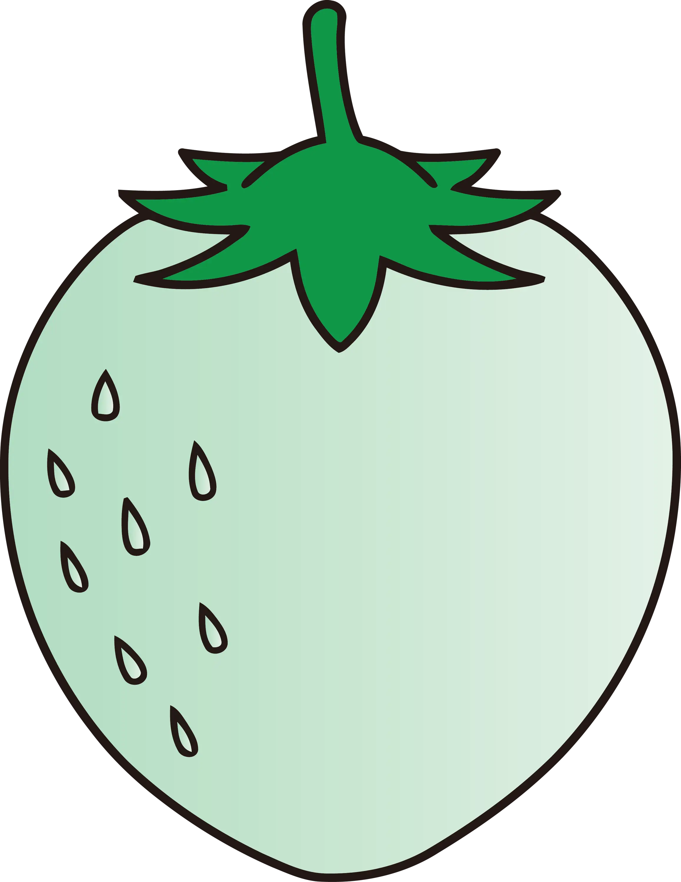 Unripe Green Strawberry Illustration