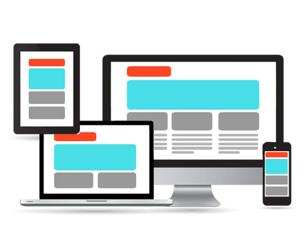 Responsive Design Illustration on Desktop, Tablet, and Mobile Devices