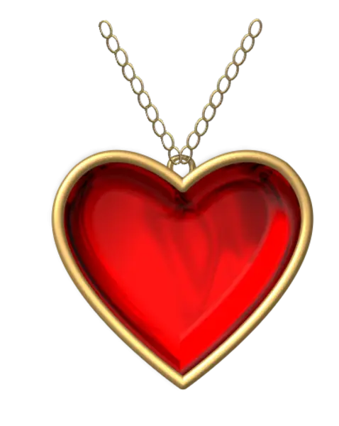 Red Heart Necklace with Gold Chain