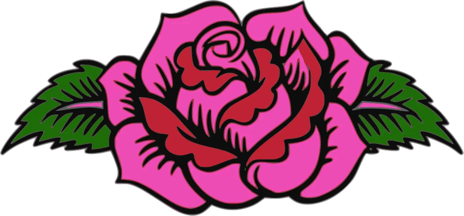 Cartoon Pink Rose Drawing