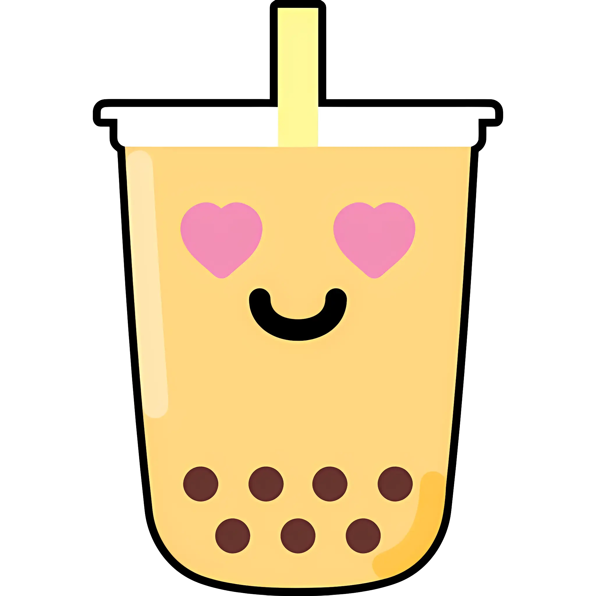 Cute Bubble Tea with Heart Eyes