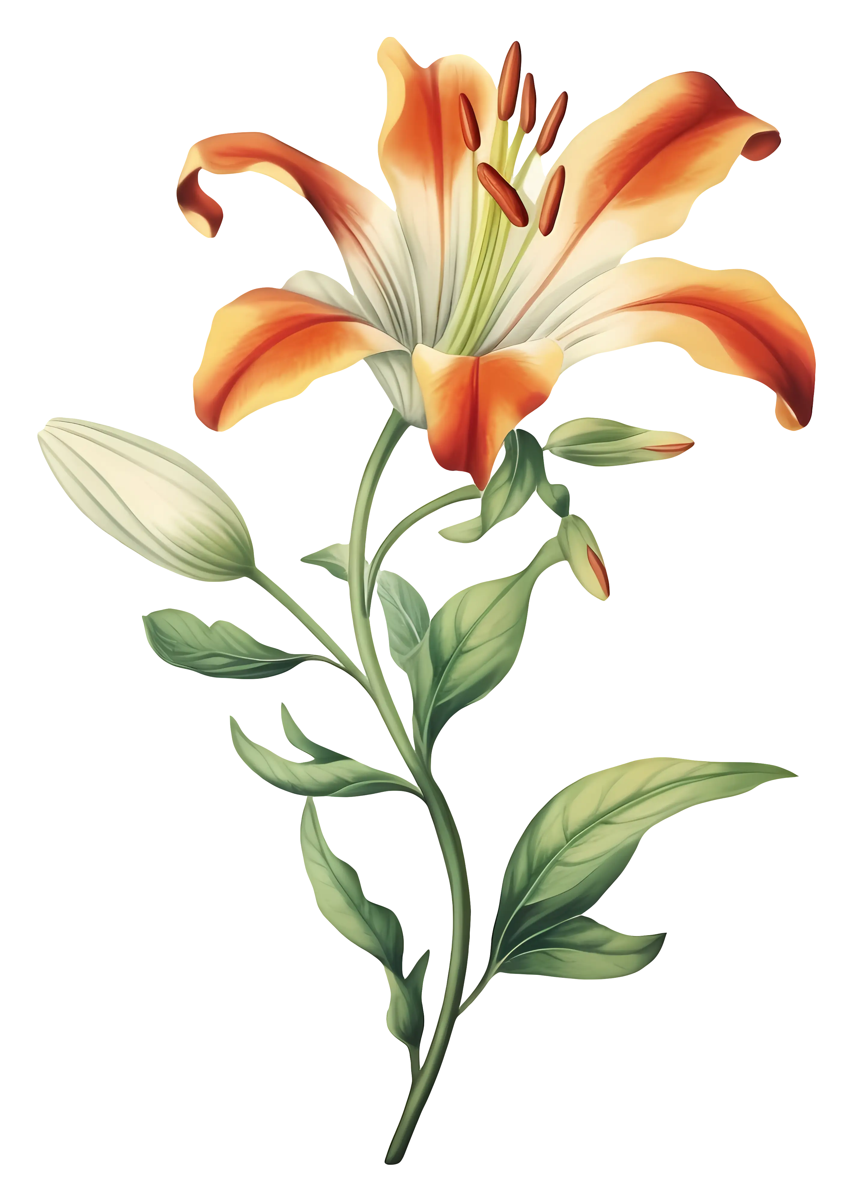Orange Lily Flower Illustration