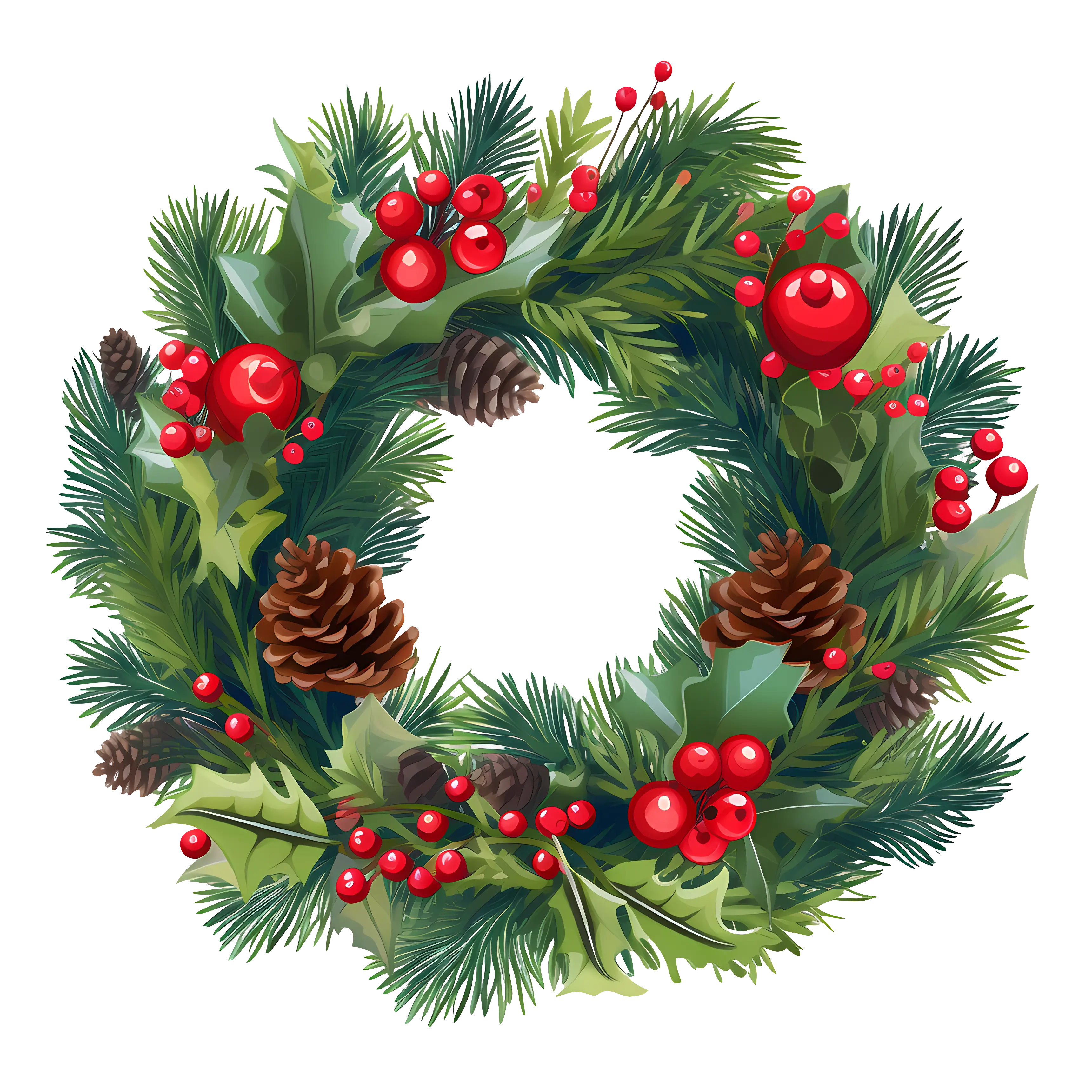 Festive Christmas Wreath with Red Berries