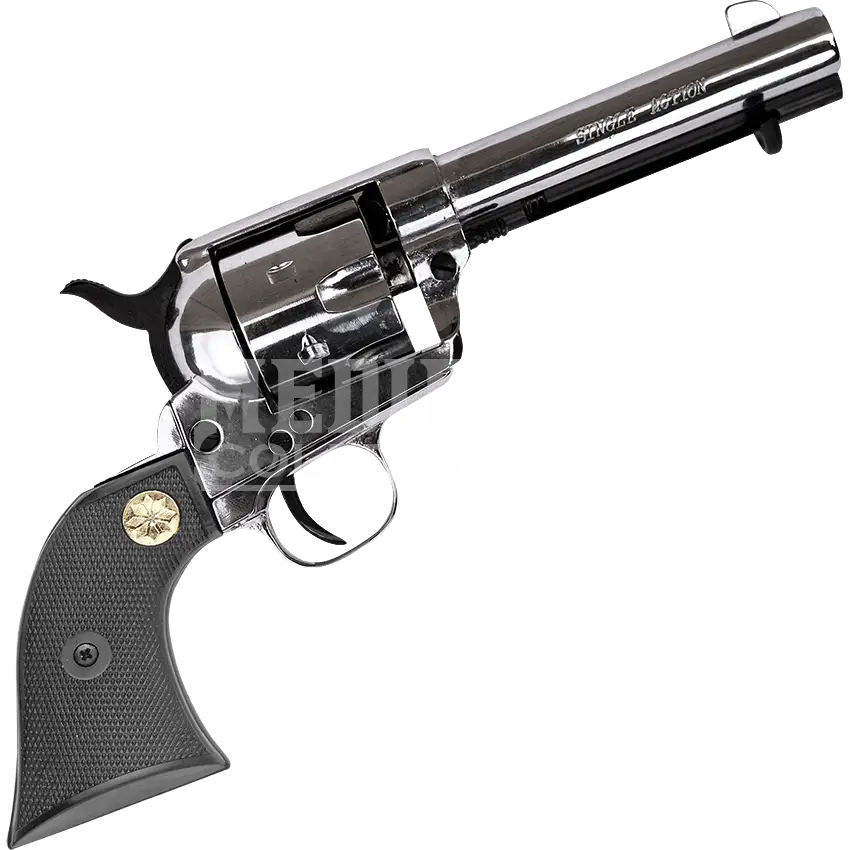 Shiny Silver Revolver Gun with Classic Design