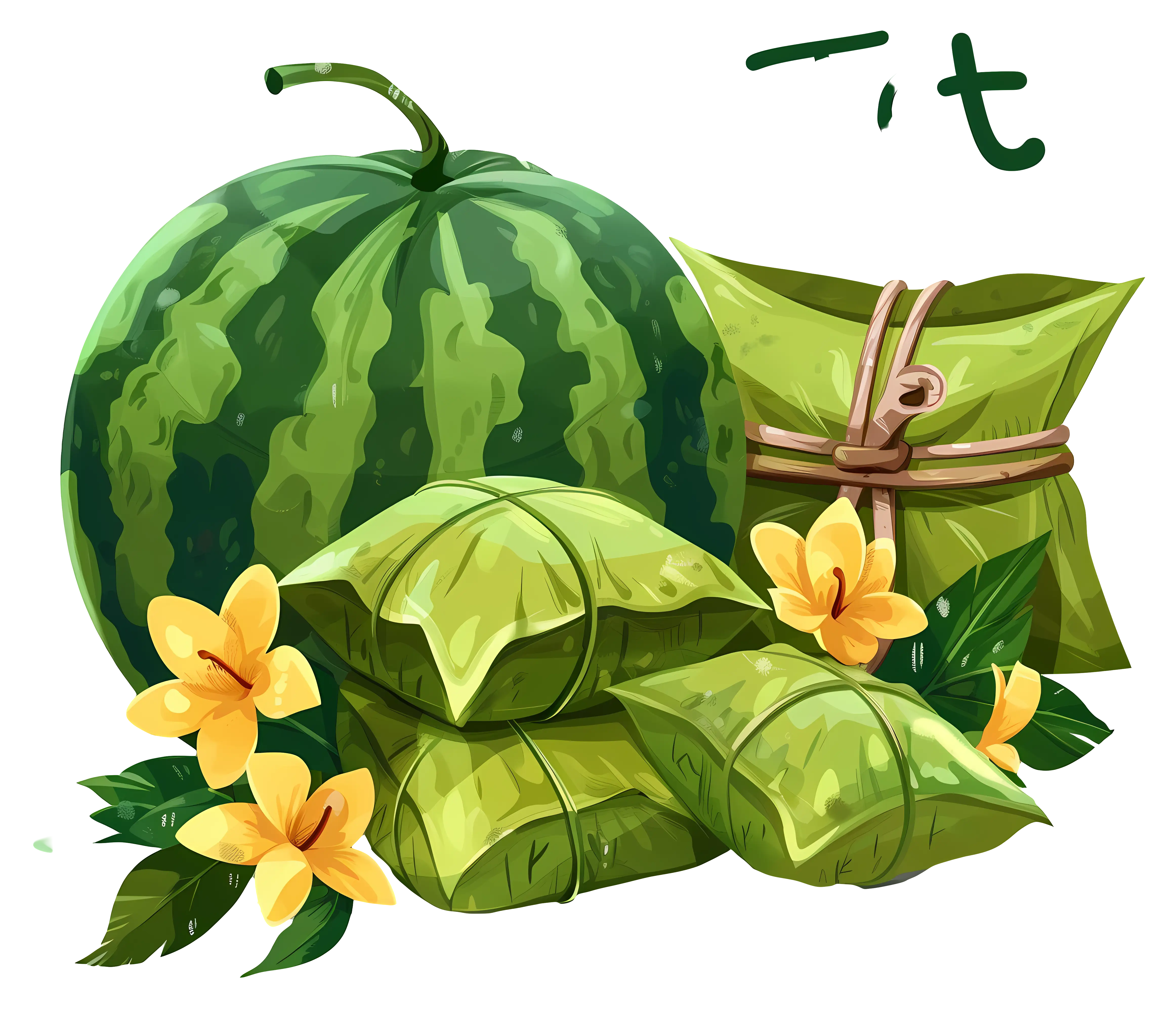 Watermelon and Wrapped Leaves