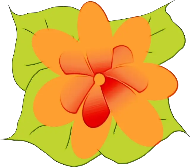 Orange Flower with Green Leaves
