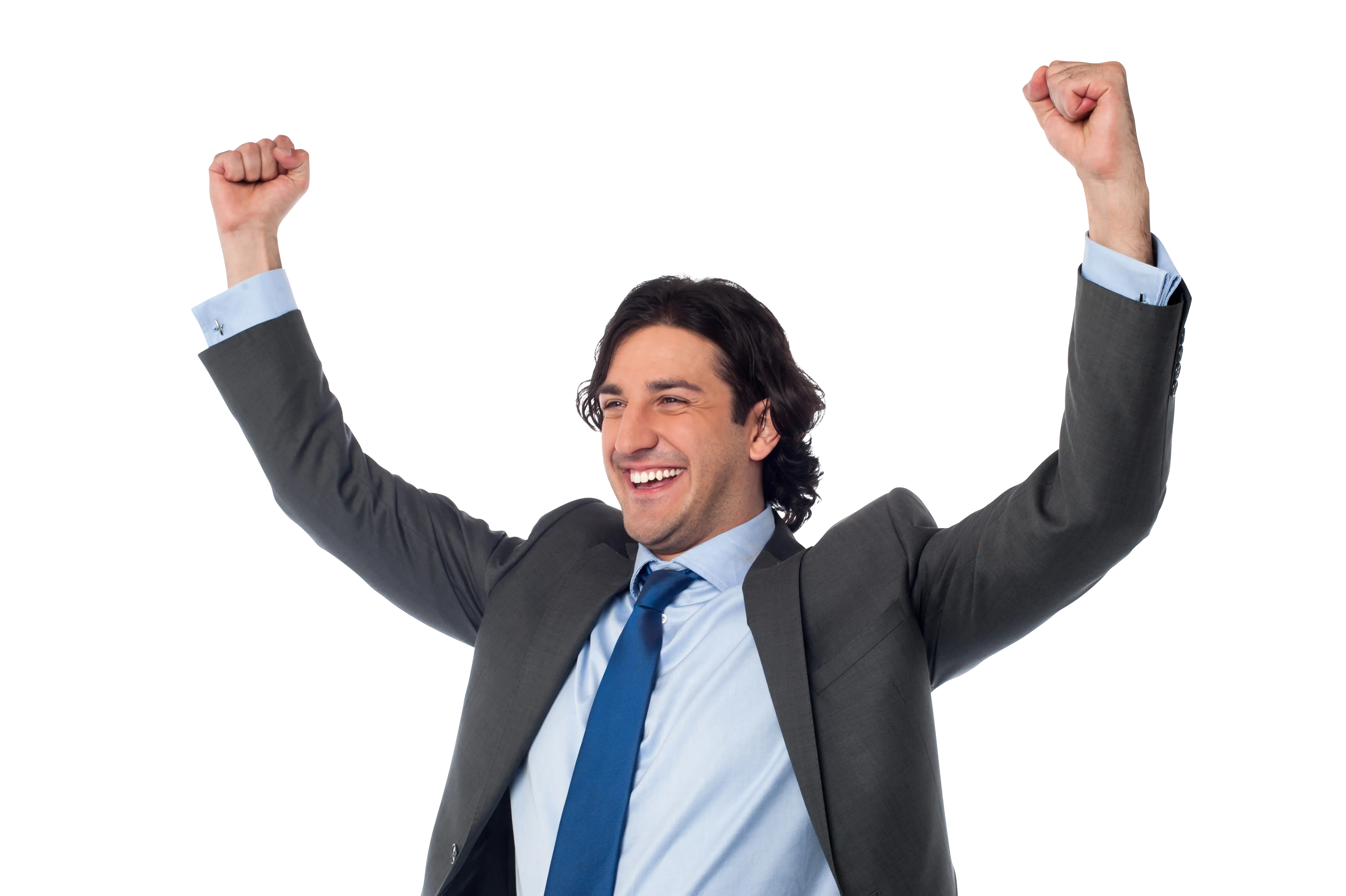 Happy Man in Suit Celebrating