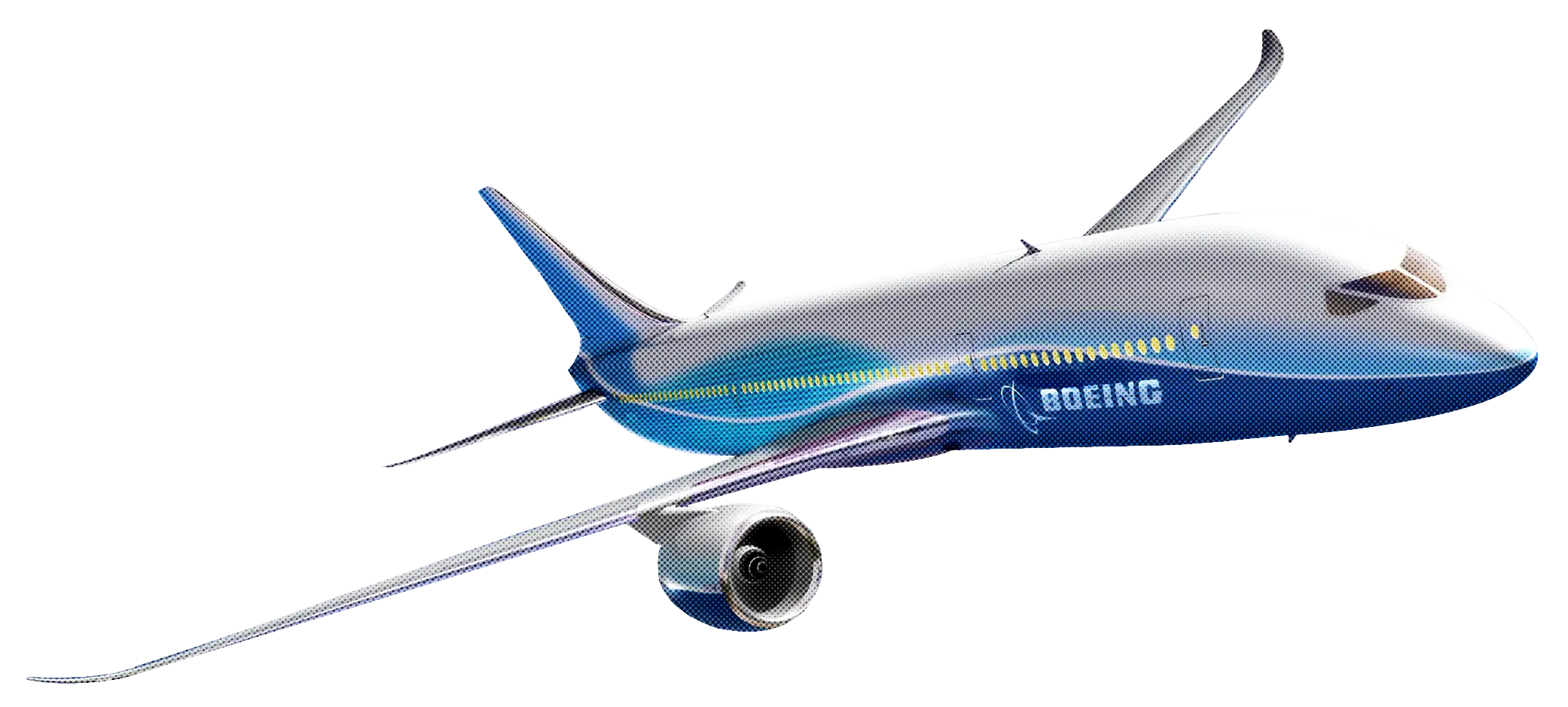 Passenger Airplane in Blue and White Design